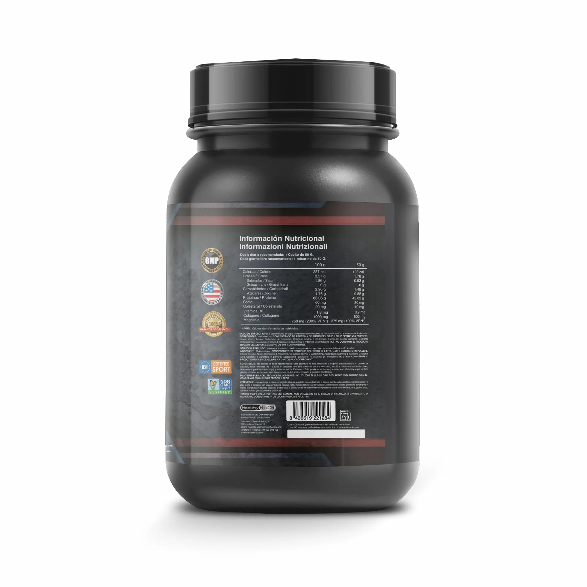 Whey Protein 1kg Caramello con Collagene, Magnesio e Amminoacidi
