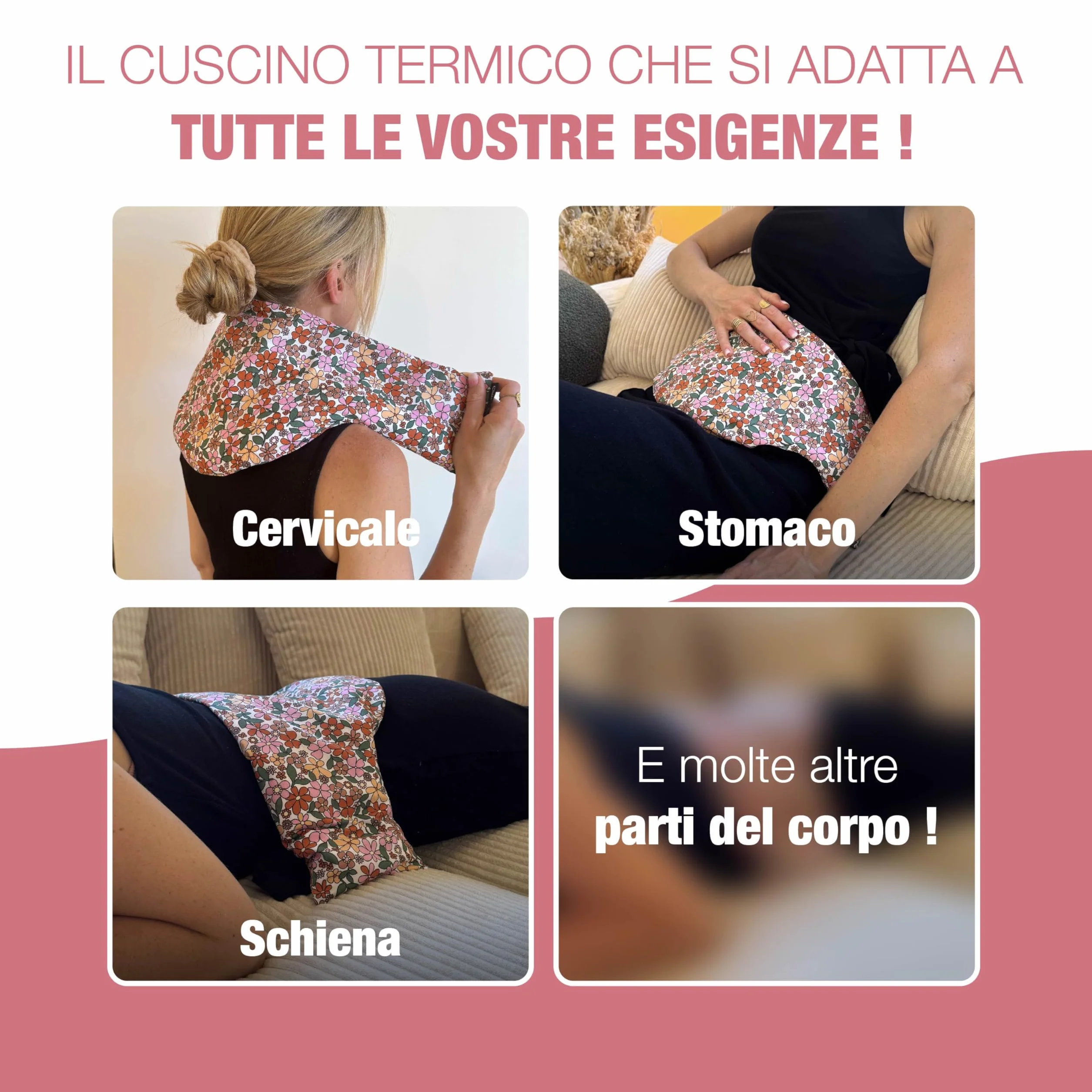 Chill&Rest - Cuscino termico microonde - semi di lino - cuscino termico cervicale - dolori mestruali - Prodotto in Francia - cuscino riscaldabile microonde - Rosa - La Florale