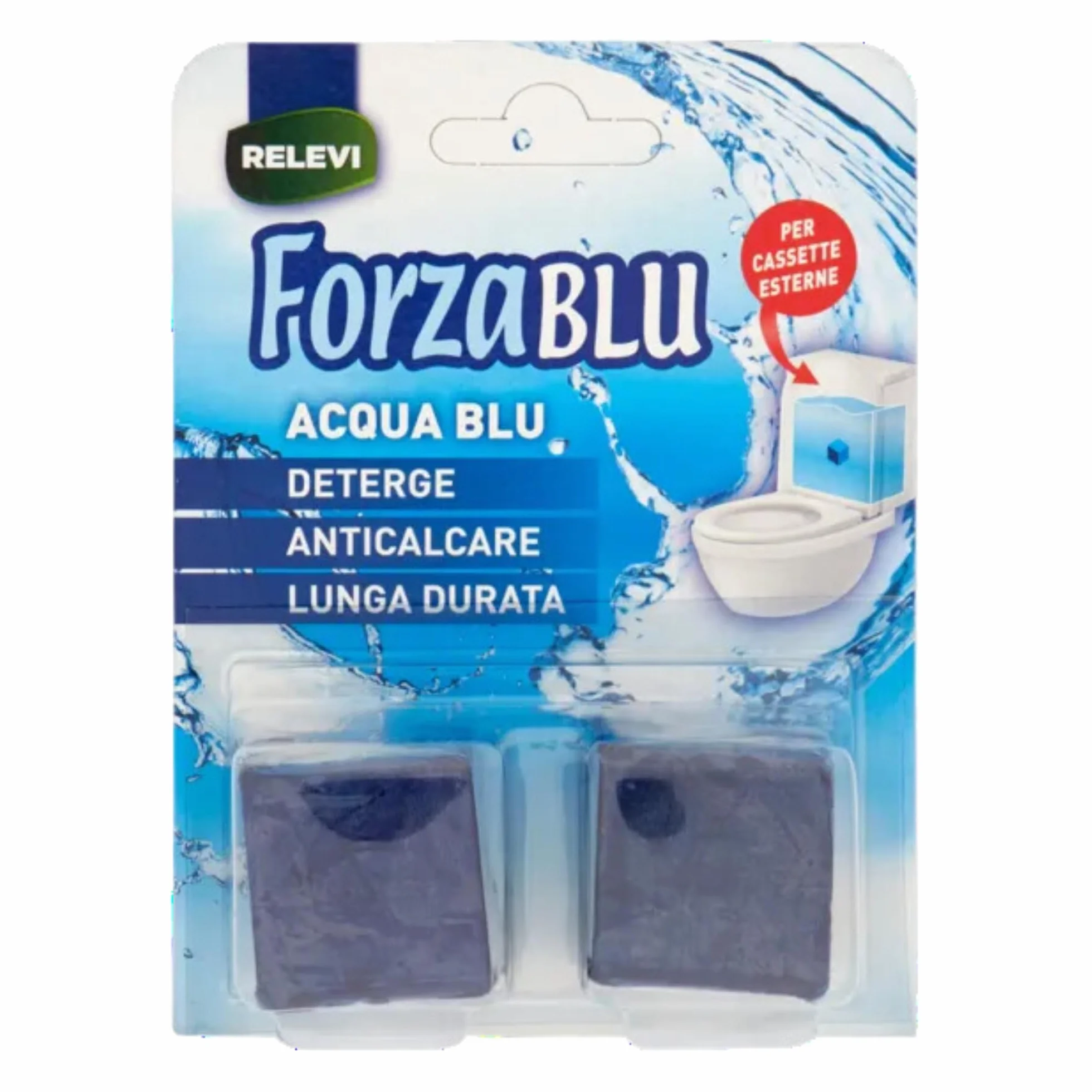 Detergente ACQUA BLU Solido, Anticalcare, Per Le Cassette Wc Esterne. Deterge, Con Lunga Durata (Confezione Da 2x50g) (4 Unità)