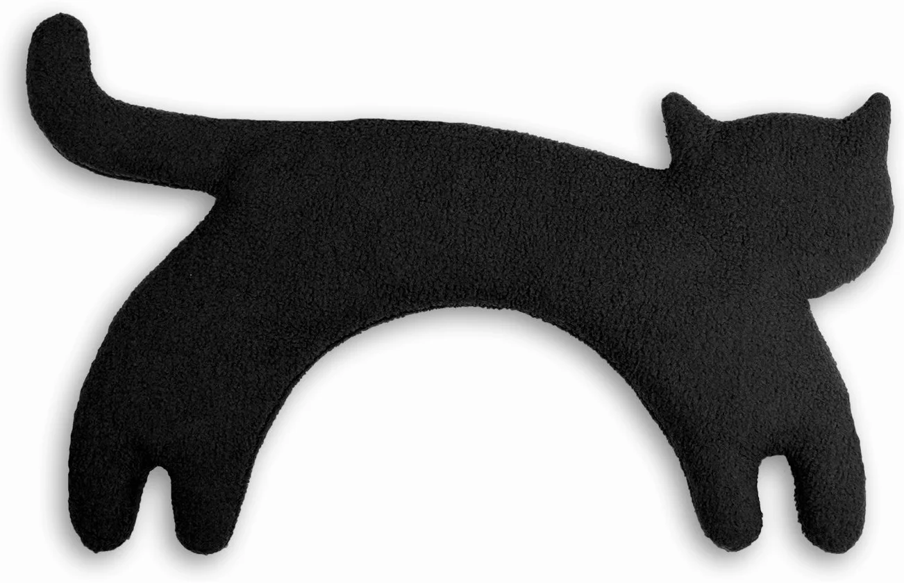 CUSCINO RISCALDABILE Leschi per la pancia e la schiena/Per collo, cervicale e coliche dei neonati/Per microonde, con semi di grano/Minina la gatta, nero