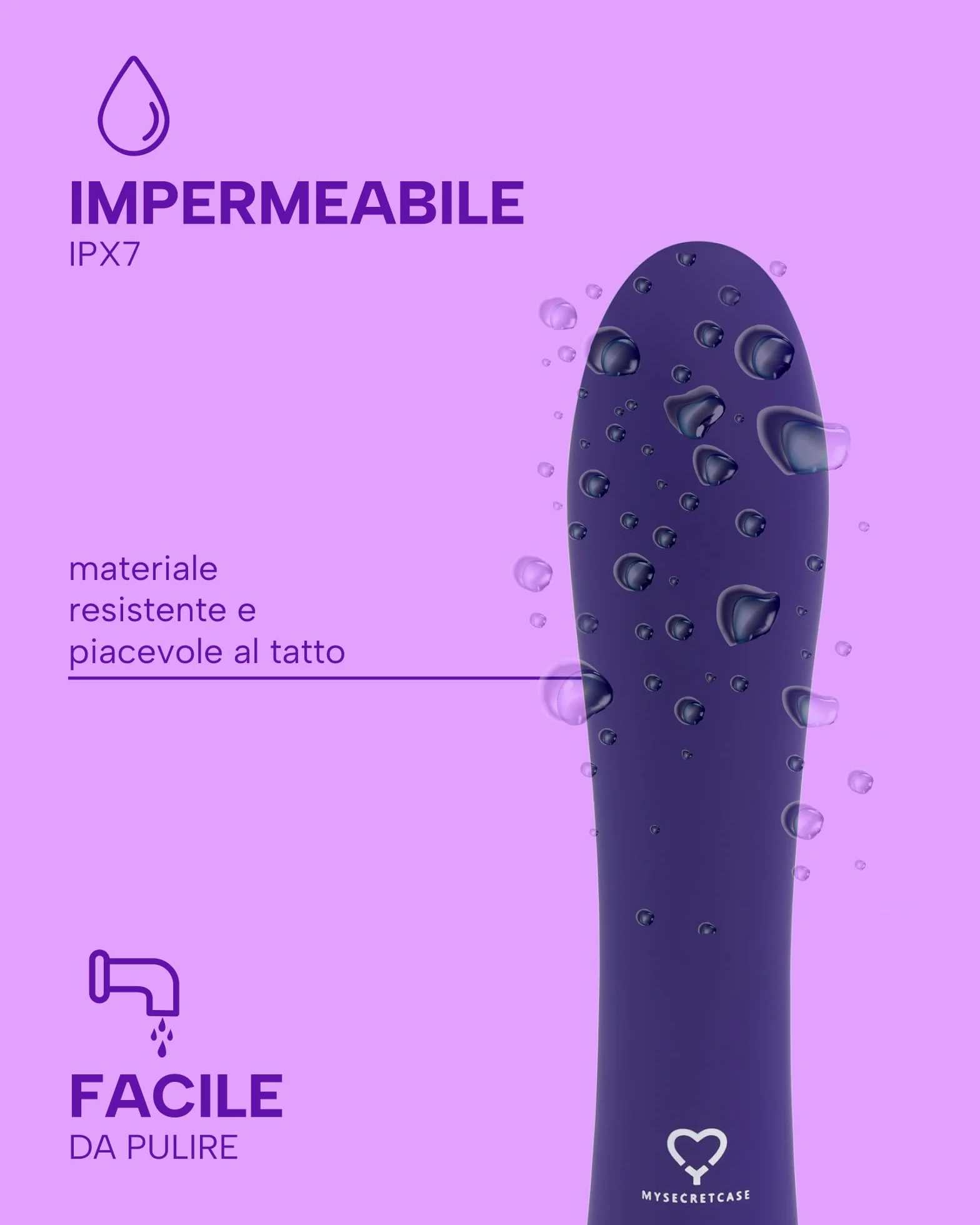 MySecretCase Vibratore Professionale Riscaldato 40°, 9 Modalità Vibrazione, Ricaricabile USB, Waterproof