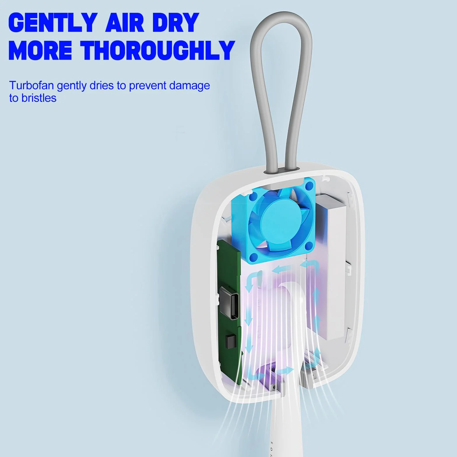 Custodia disinfettante per spazzolino da denti UV, mini disinfettante portatile con funzione di asciugatura, porta spazzolino ricaricabile, sterilizzatore per spazzolino da denti, per la casa