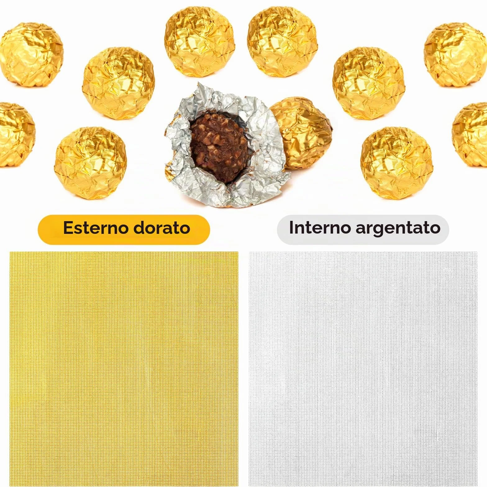 Prasacco 300 fogli di alluminio per caramelle, 10,2 x 10,2 cm, dorati, per confezionare cioccolatini fai da te