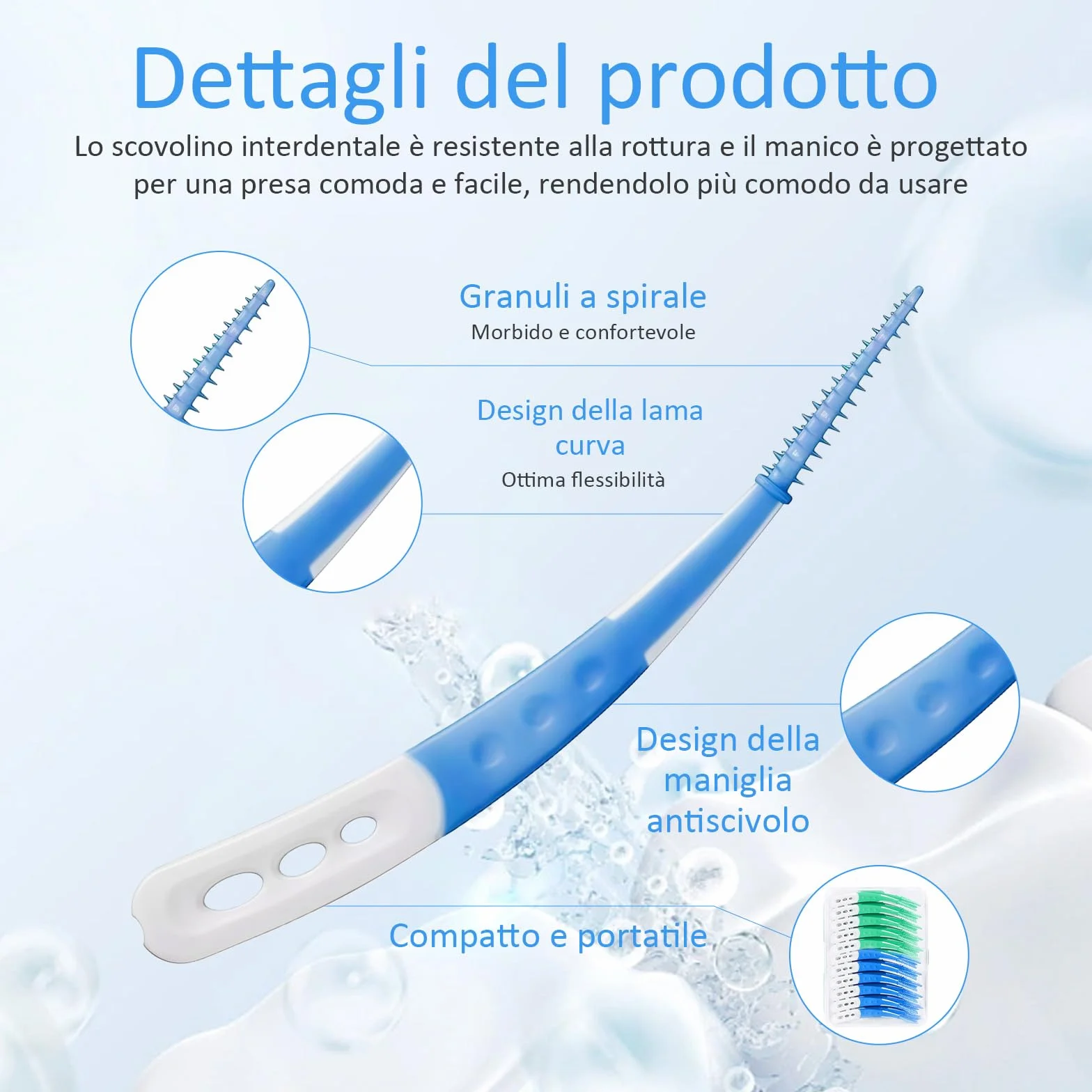 spazzole interdentali design curvo 84 pezzi