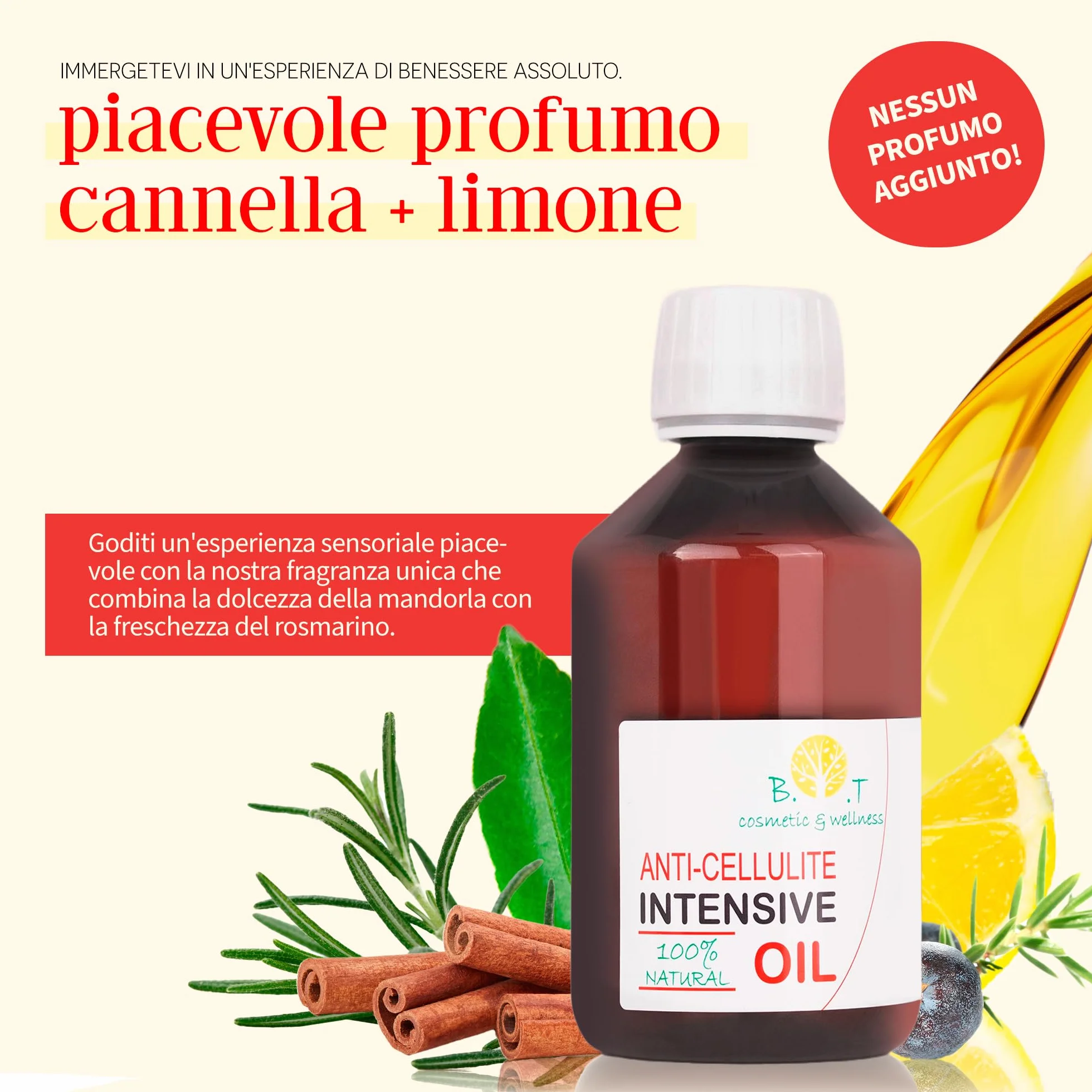 Olio da Massaggio Snellente e Anticellulite Ultra Intensivo 500 ml 100% Naturale Formula Penetrante Profonda