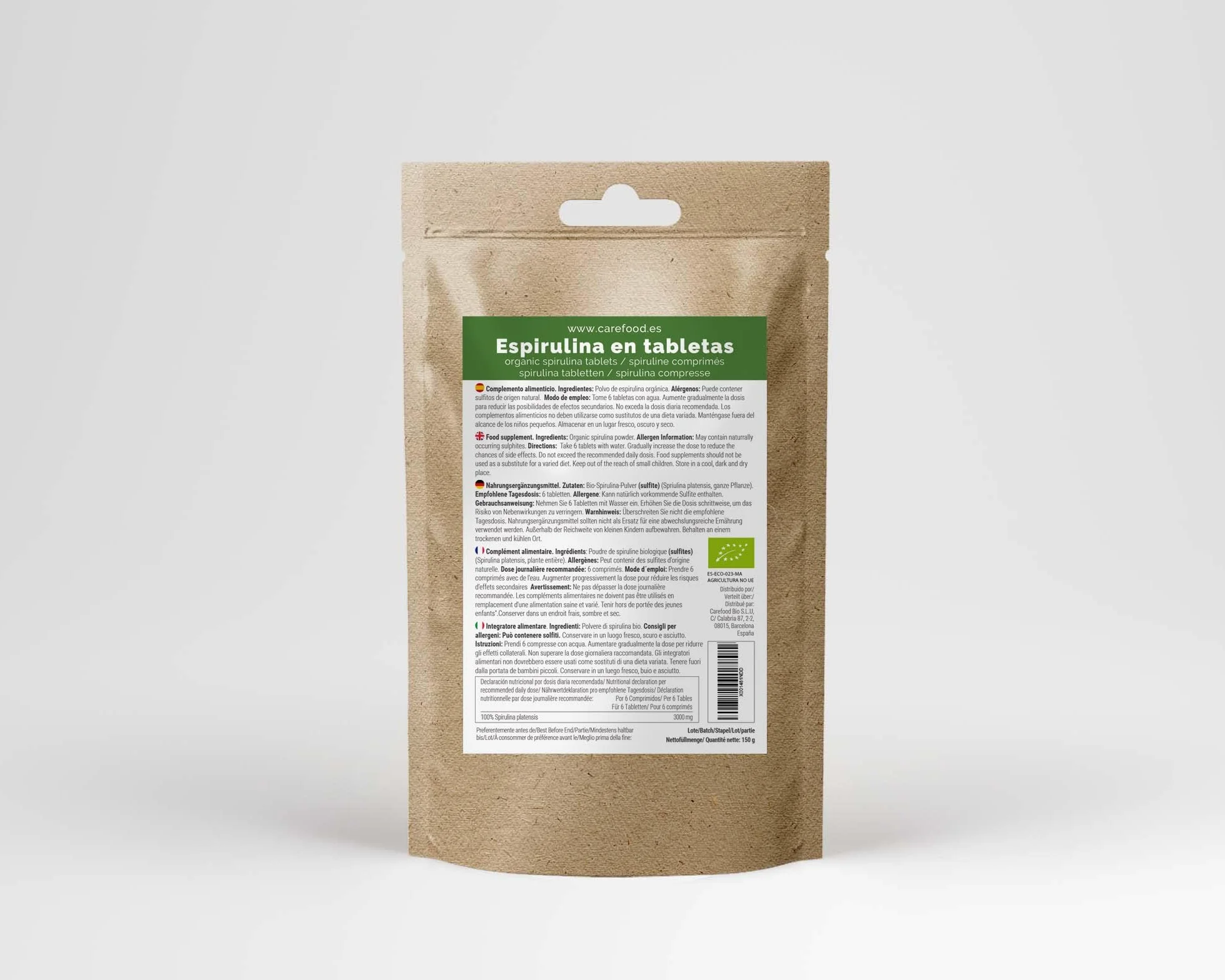Spirulina Ecologica 300 Compresse Superfood 100% Bio Vegano 150 g