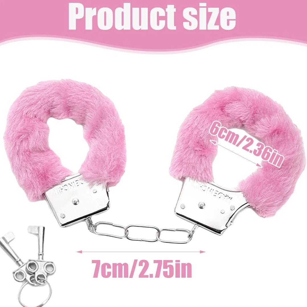 EIHI 1 paio di manette con 2 chiavi Set Accogliente Peluche Party Game Props Regalo per Le Coppie manette di peluche rosa
