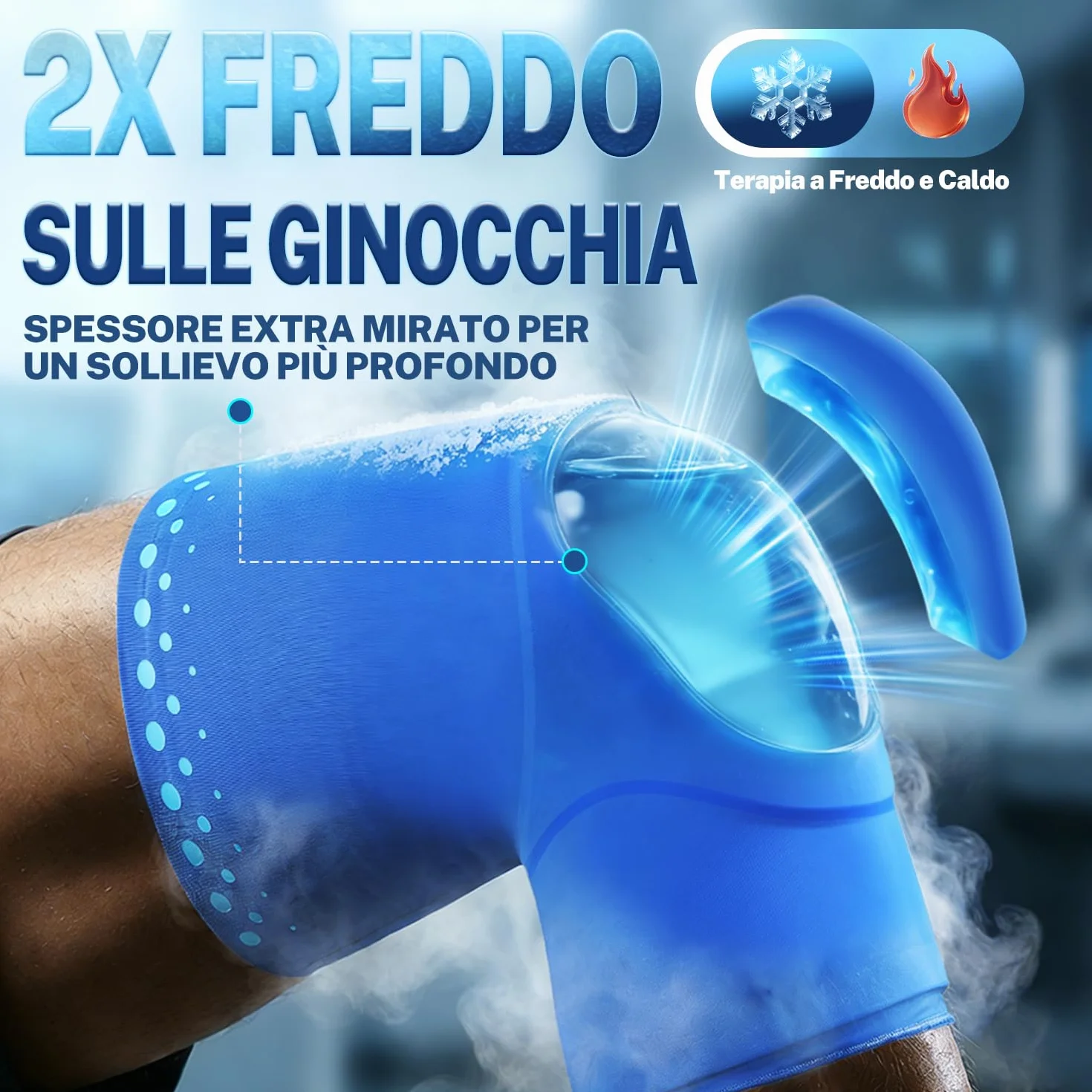 Fitomo Fascia Fredda e Calda per il Ginocchio - Terapia a Caldo e Freddo Riutilizzabile per Dolore e Gonfiore, con Adattabilità e Supporto Regolabile per Artriti, Recupero da Infortuni Sportivi, L