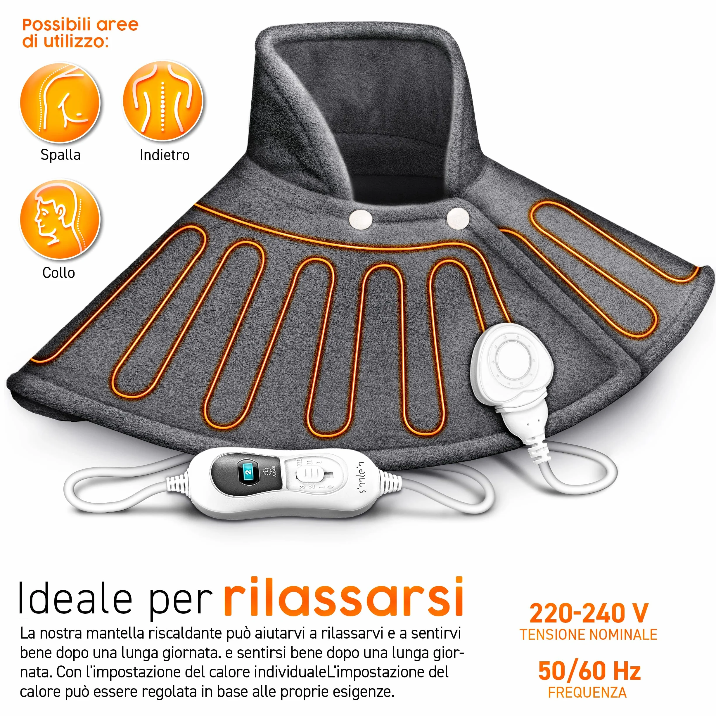 sinnlein Termoforo Elettrico per Cervicale e Spalle | Cuscinetto Riscaldante con 3 Impostazioni di Temperatura e Spegnimento Automatico | Cuscino Riscaldante con Spegnimento Automatico e 100W (Grigio)