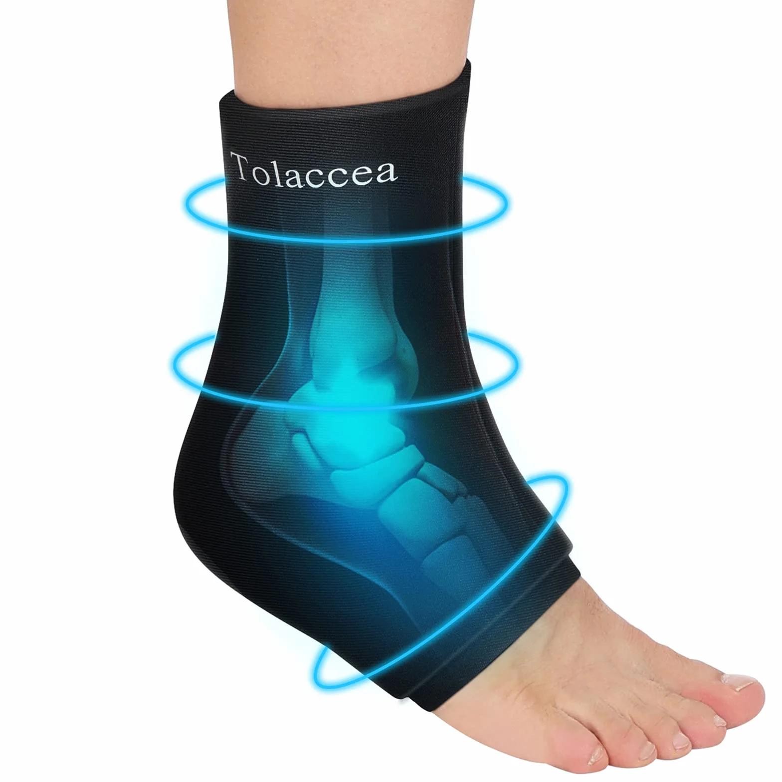 Tolaccea Supporto Ghiaccio per Caviglia e Piede, Impacco di Gel Riutilizzabile per Terapia Caldo e Freddo, Fascia Compressiva per Tendinite d'Achille, Fascite Plantare, Gonfiore L