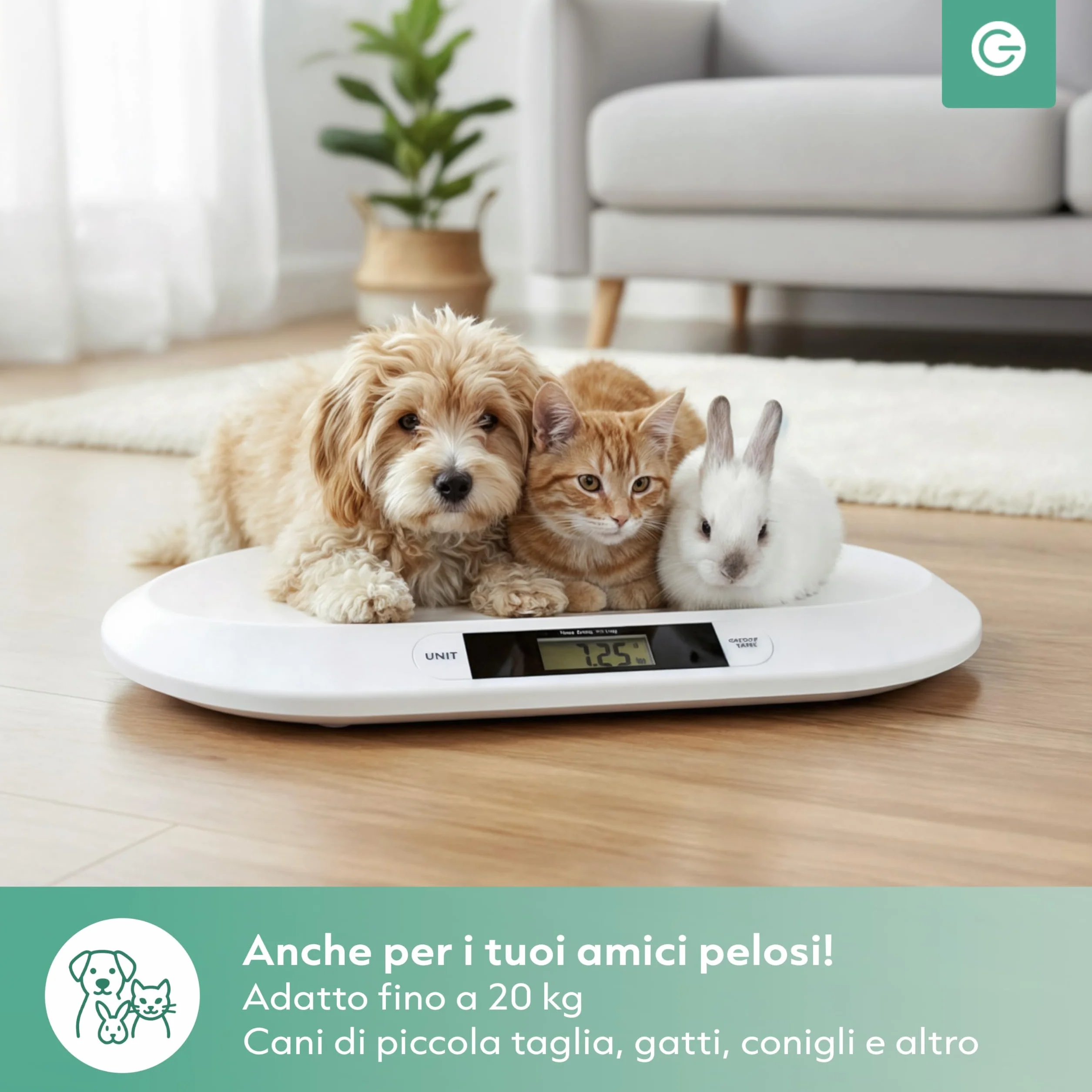 Silvergear Bilancia intelligente per neonati Bluetooth 20 kg app Smart Life 54,5 x 31,5 x 2,7 cm