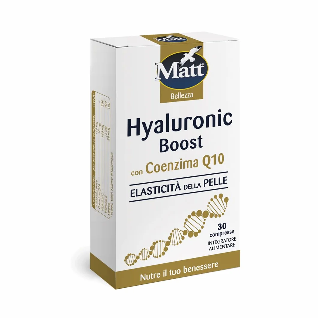 Matt Hyaluronic Boost Integratore Acido Ialuronico Compresse con Coenzima Q10 e Vitamina C 30 Compresse