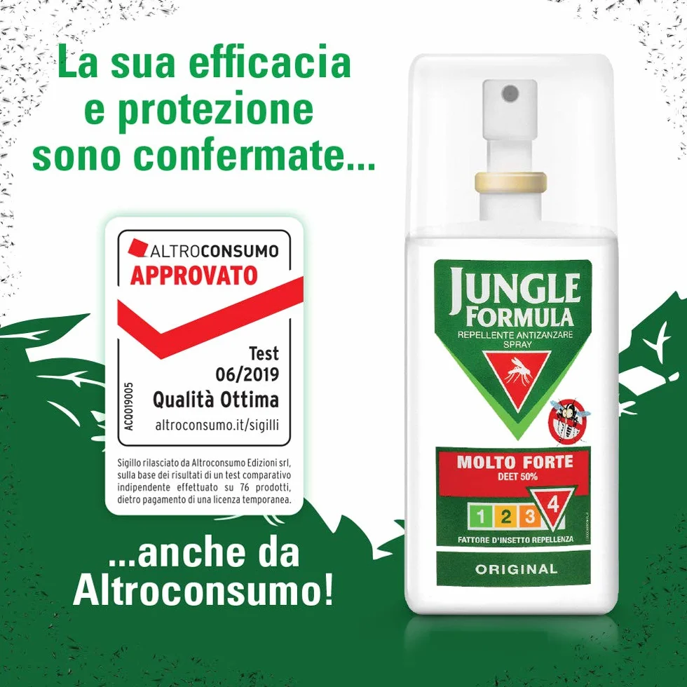JUNGLE FORMULA Molto Forte Spray Antizanzare 9 ore Protezione 2x75 ml