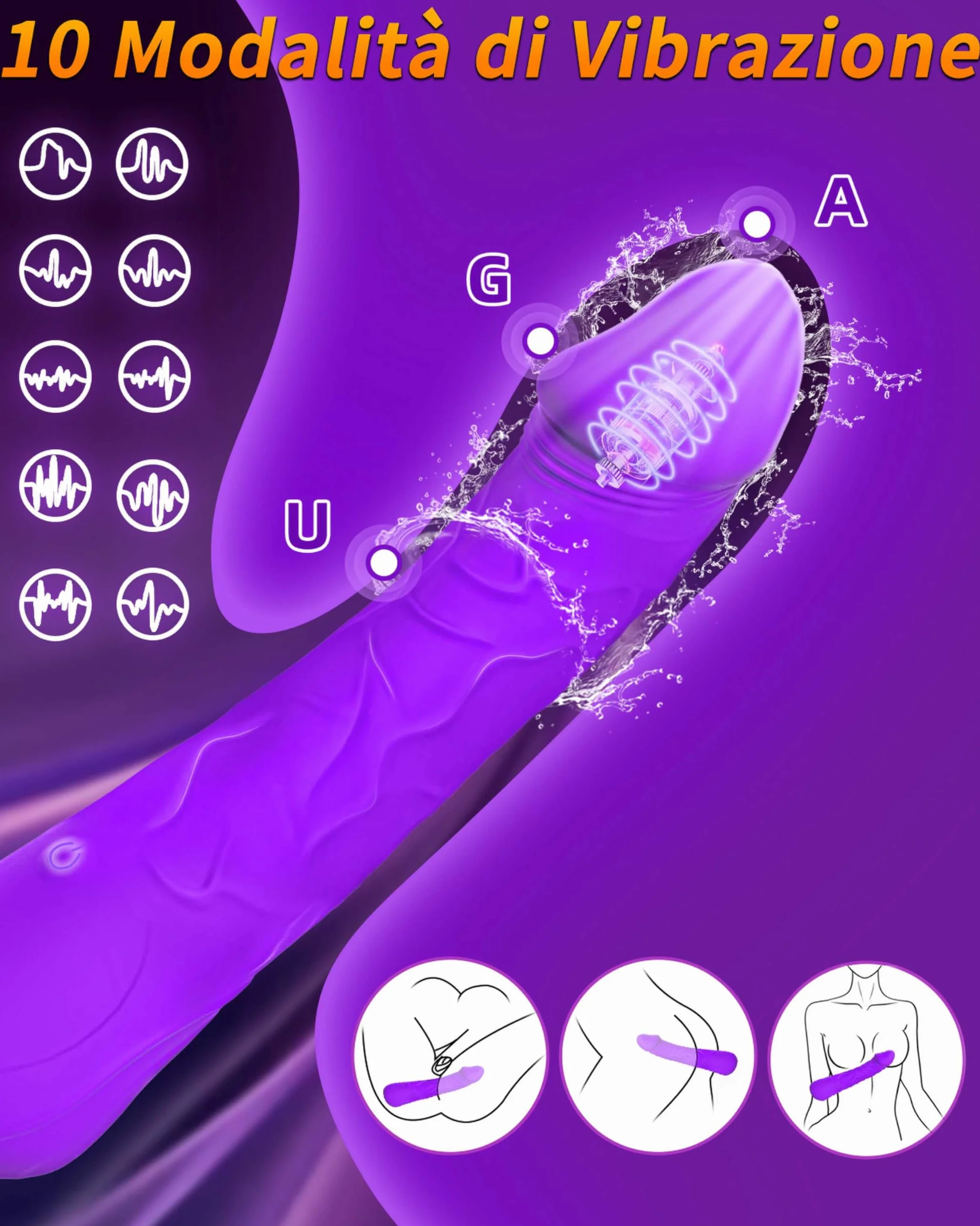 Coyoho Vibratoreper Donna Punto G Squirting Sex Toys Realistico Dildo Clidoride Uomo 10 Modalità Sexyshop Oggetti (viola)
