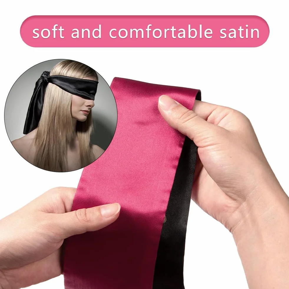 Maschera per Occhi in Raso Benda Sexy 2pcs Nero Rosa Nera