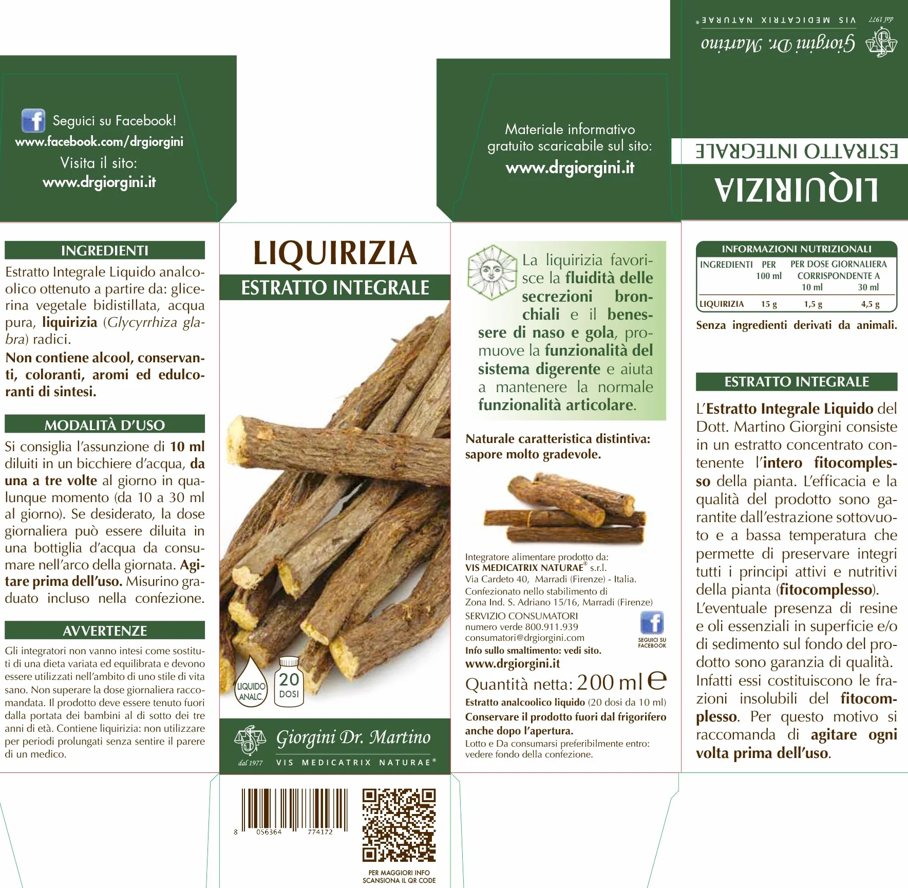 Dr Giorgini LIQUIRIZIA Estratto Integrale Liquido Analcoolico 200 ml