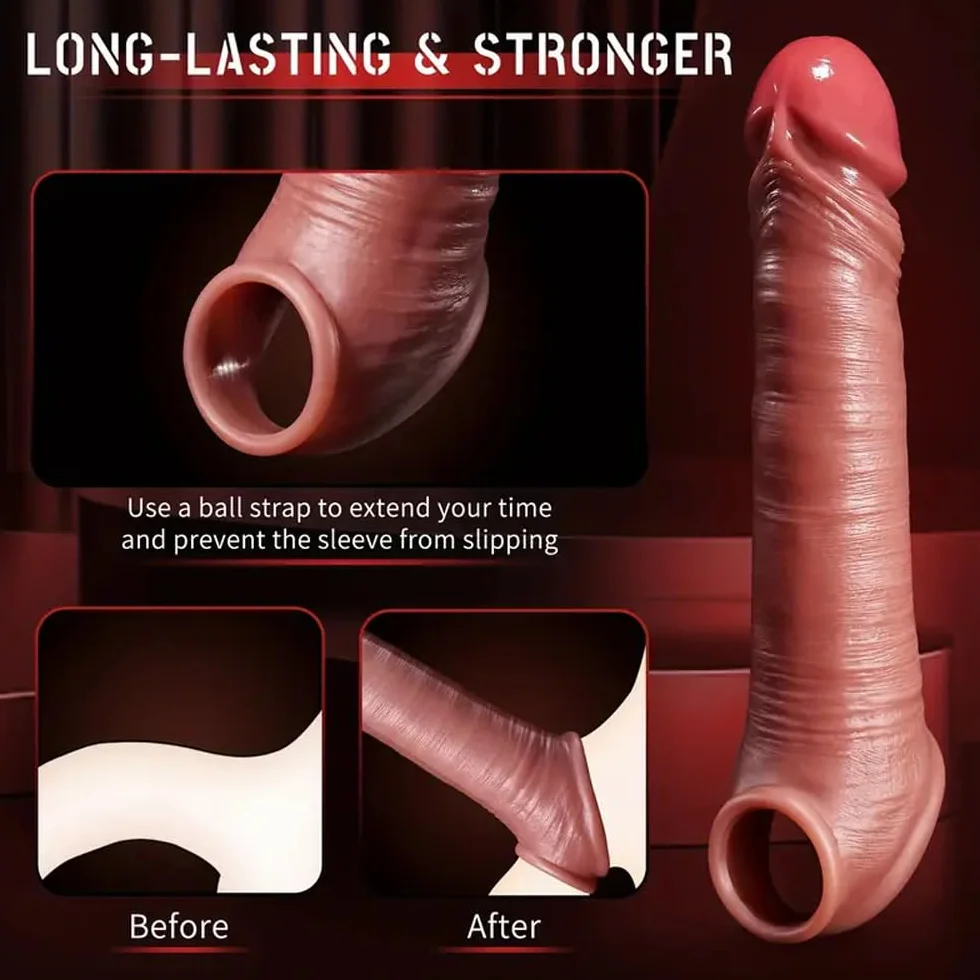 Guaina Pene con Anelli per Coppia, Silicone Penis Sleeve con Cock Ring Sex Toy per Uomo, per Guaine Prolunghe e l'ingrandimento del pene, Ritarda l'eiaculazione, Aumenta per L'erezione(YFBA-005)