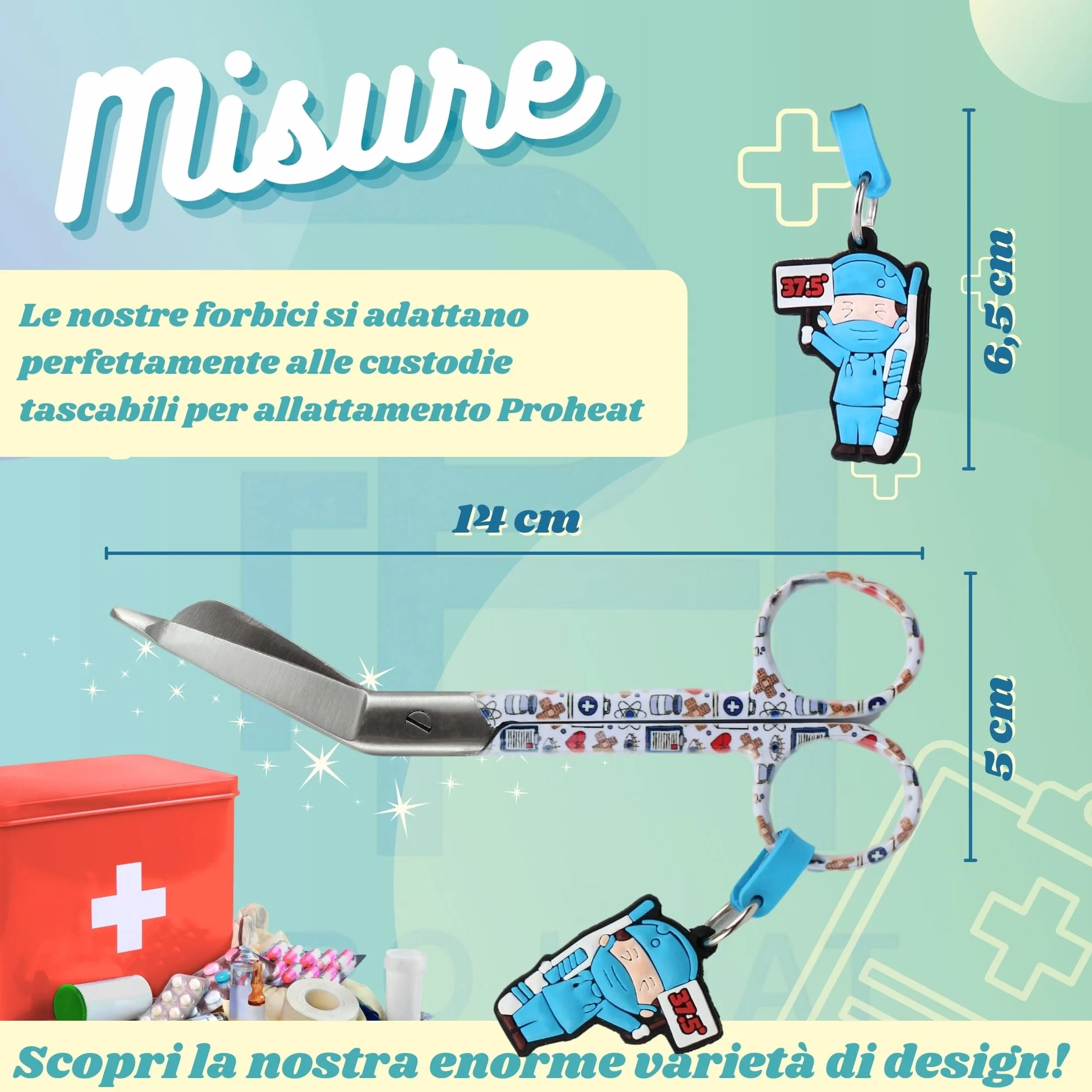 Forbici Infermiere Professionali Curve per Bendaggio - Ph Pro Heat