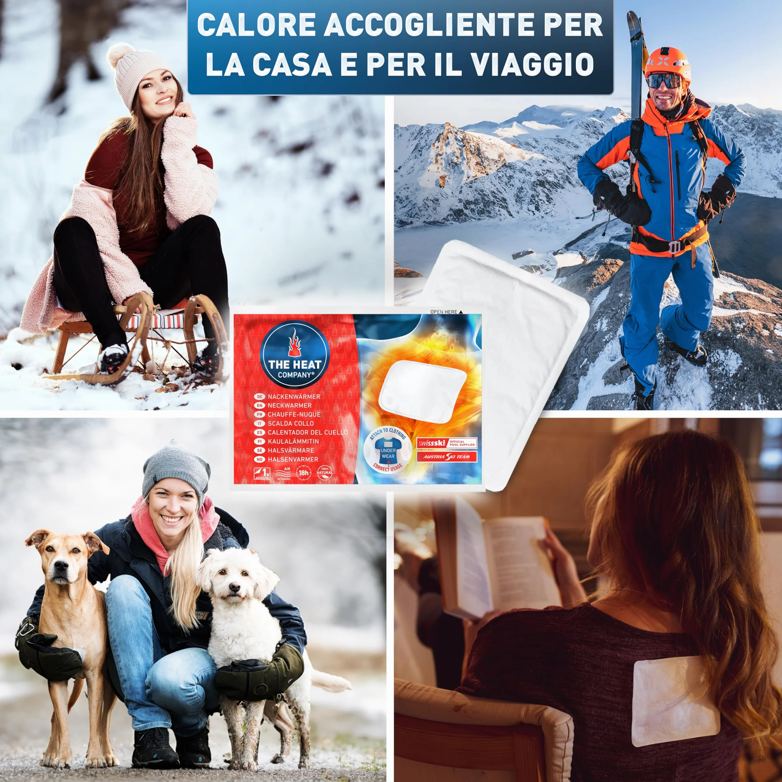 THE HEAT COMPANY Scalda-Collo EXTRA CALDO adesivo Scaldacorpo autoriscaldante puro naturale 3 pezzi