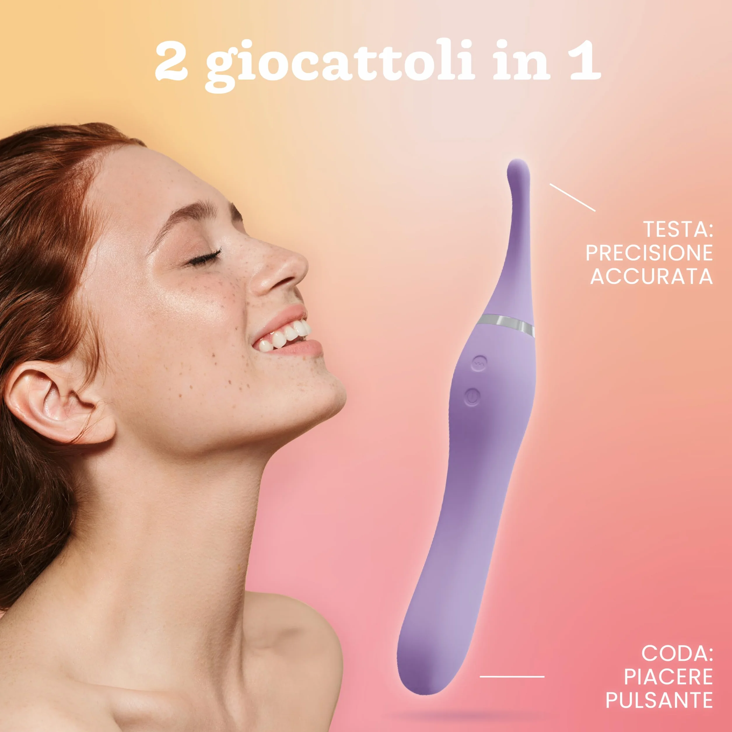 Vibratore Clitorideo con Coda Vibrante di Oliver James – 10 Modalità di Piacere, Wand in Silicone Resistente all’Acqua per Donna, Sex Toy Ricaricabile USB (Lilla Pastello)