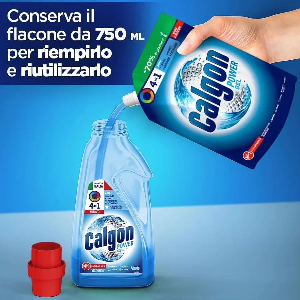 Calgon Power Gel Anticalcare Lavatrice 4 in 1, 1.2l Additivo per Capi Morbidi
