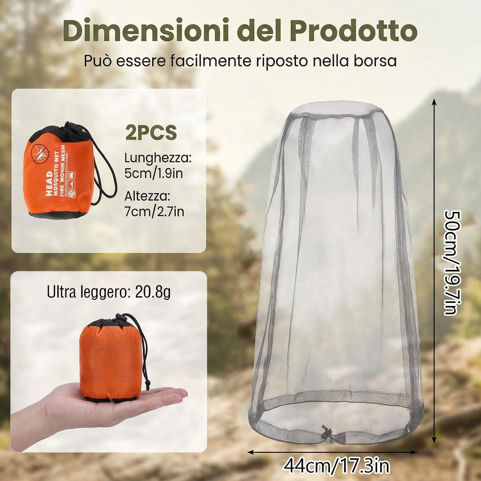 Cappello con Zanzariera 2 PCS Protezione Insetti Zanzare Copricapo Rete Leggero Traspirante per Camping Pesca Alpinismo Grigio