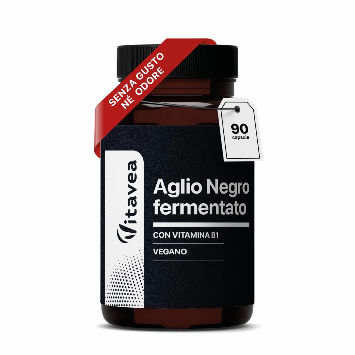 Aglio Nero Fermentato 9000 mg (Estratto 30:1) + Vitamina B1 – Supporto Salute Cardiovascolare e Funzione Cardiaca – Antiossidante Naturale – Senza Odore – 90 Capsule Vegane