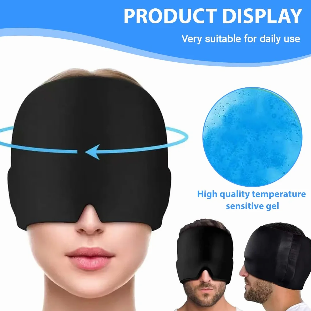 GXGM 1 Pezzi Cappello per Emicrania, Migraine Relief Cap, Maschera Emicrania, Riutilizzabile Gel Cappuccio per Mal di Testa, Cappuccio per Mal di Testa Avvolge la Testa a 360°, Migraine Mask