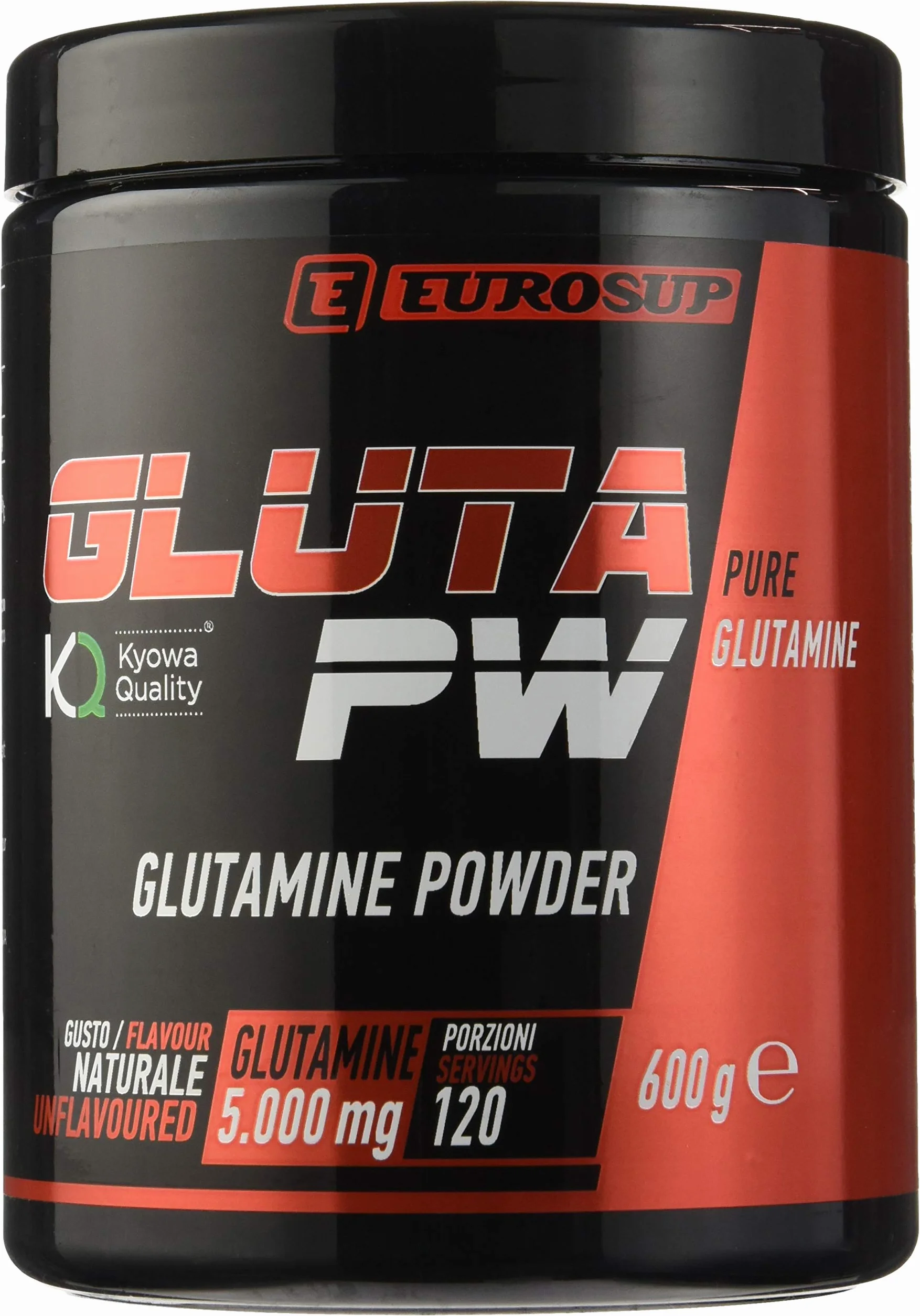 EUROSUP - Glutammina in Polvere GLUTA PW 100% Vegan, Integratore KYOWA QUALITY per Massima Qualità e Purezza, Glutamine Powder Recupero e Sintesi Proteica - Integratori Post Workout Gusto Neutro, 600g