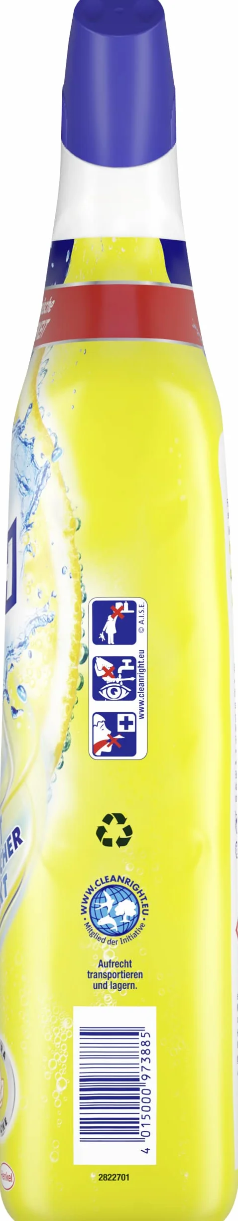 WC-Frisch Detergente per WC Gel Limone (750 ml), detergente per WC con effetto deodorante per ambienti, detergente per WC garantisce freschezza igienica, con combinazione di 4 attivi