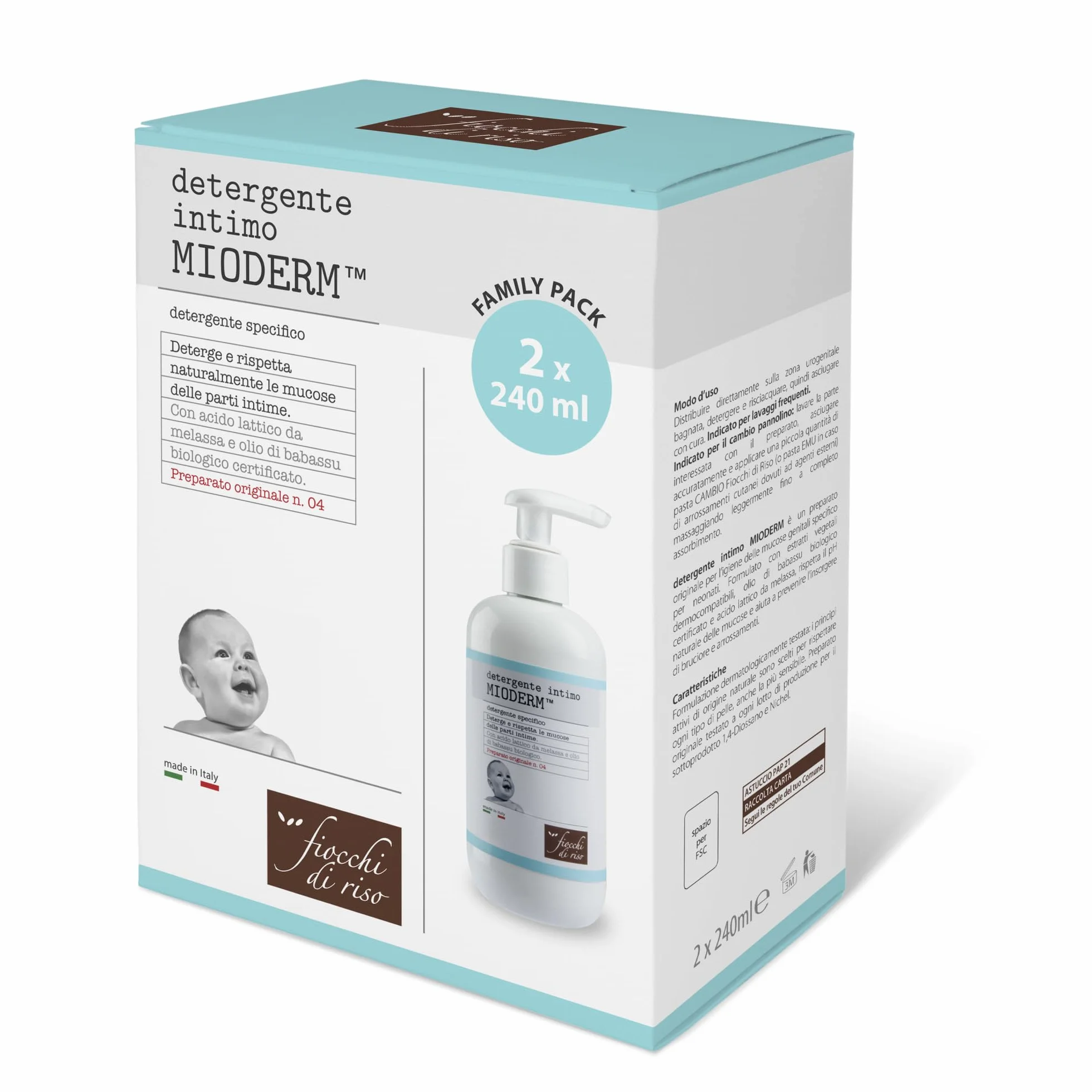 MIODERM Fiocchi di Riso Detergente Intimo Bipacco 240ml x2