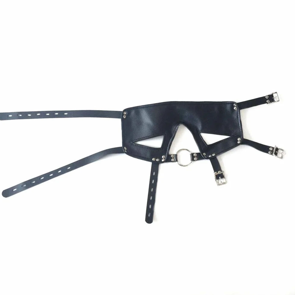 Maschera Bondage bloccabile con O-Ring BDSM in finta pelle giocattolo sessuale per coppie