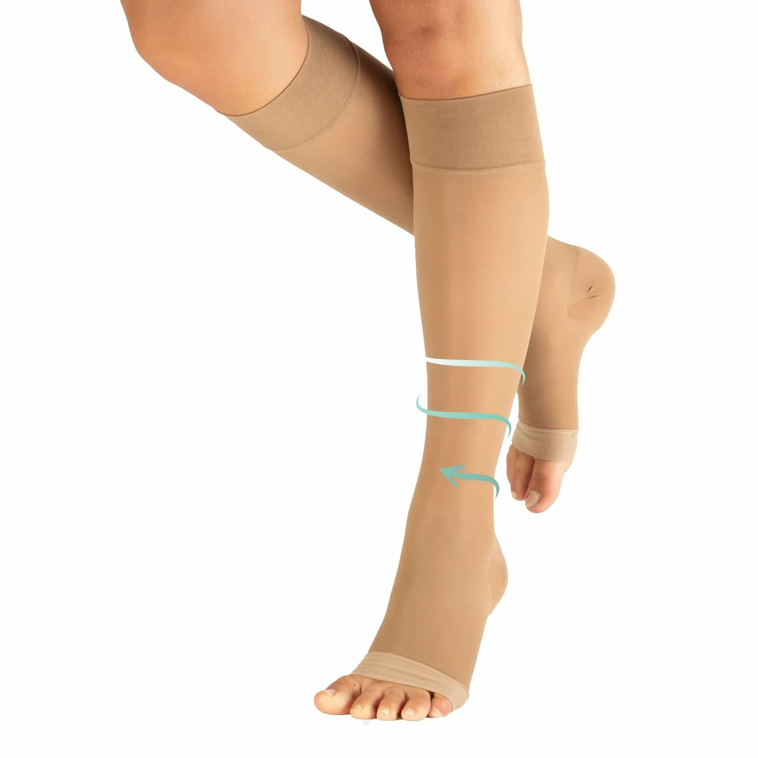 CALZITALY Gambaletti Compressione Graduata Forte 140 DEN 15/21mm/Hg Punta Aperta Beige S/M