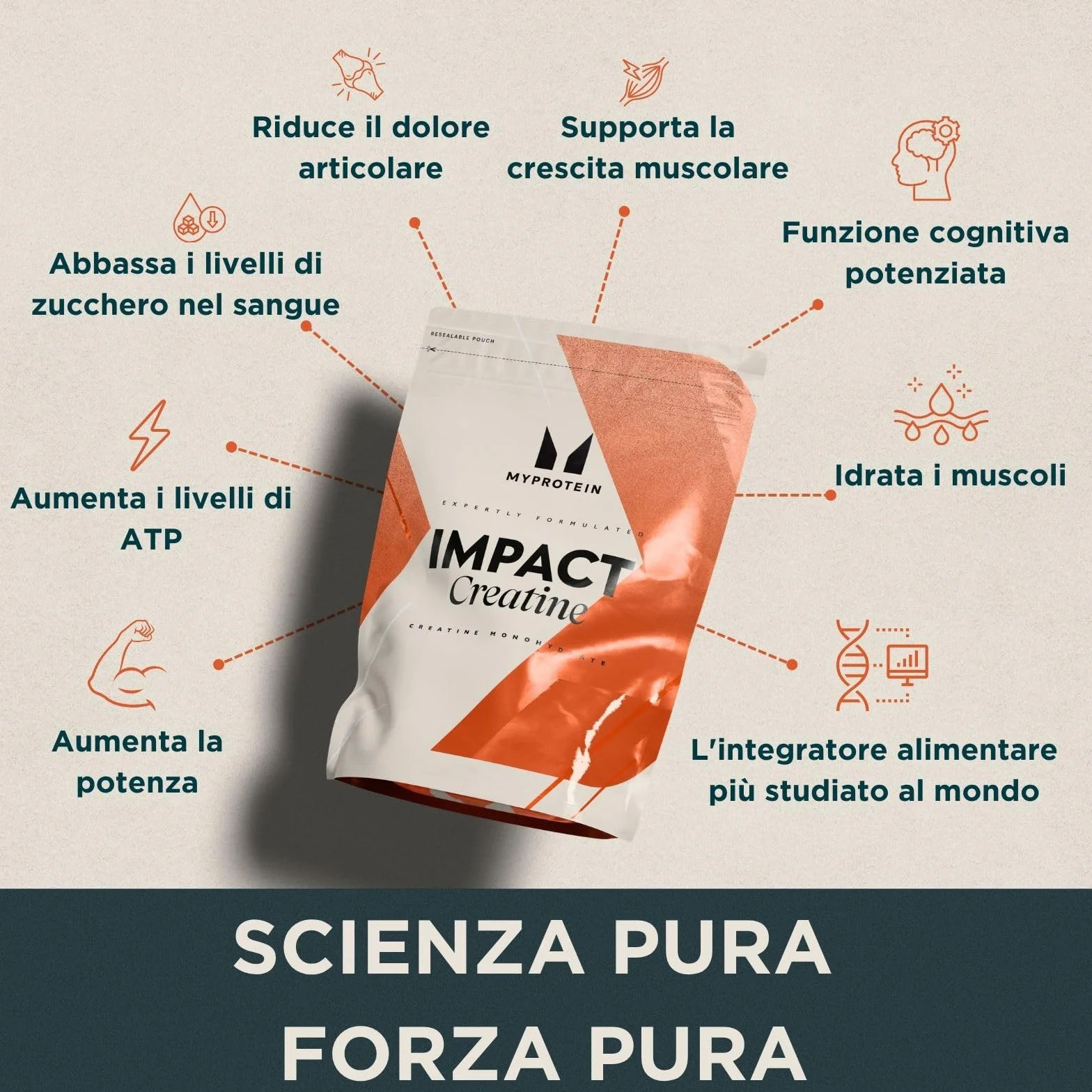 Myprotein Impact Creatina Monoidrato Senza Aroma 500 g 147 Porzioni Micronizzata
