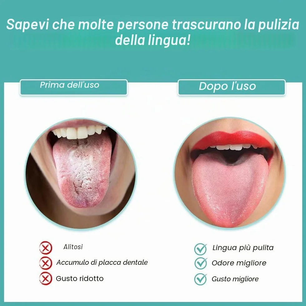 Pulisci Lingua, Pulisci Lingua in Acciaio Inox, Doppio Livello Pulitori di Lingua, Detergente per Lingua, Raschia Lingua in Acciaio Inox, Alito Fresco, Riutilizzabile