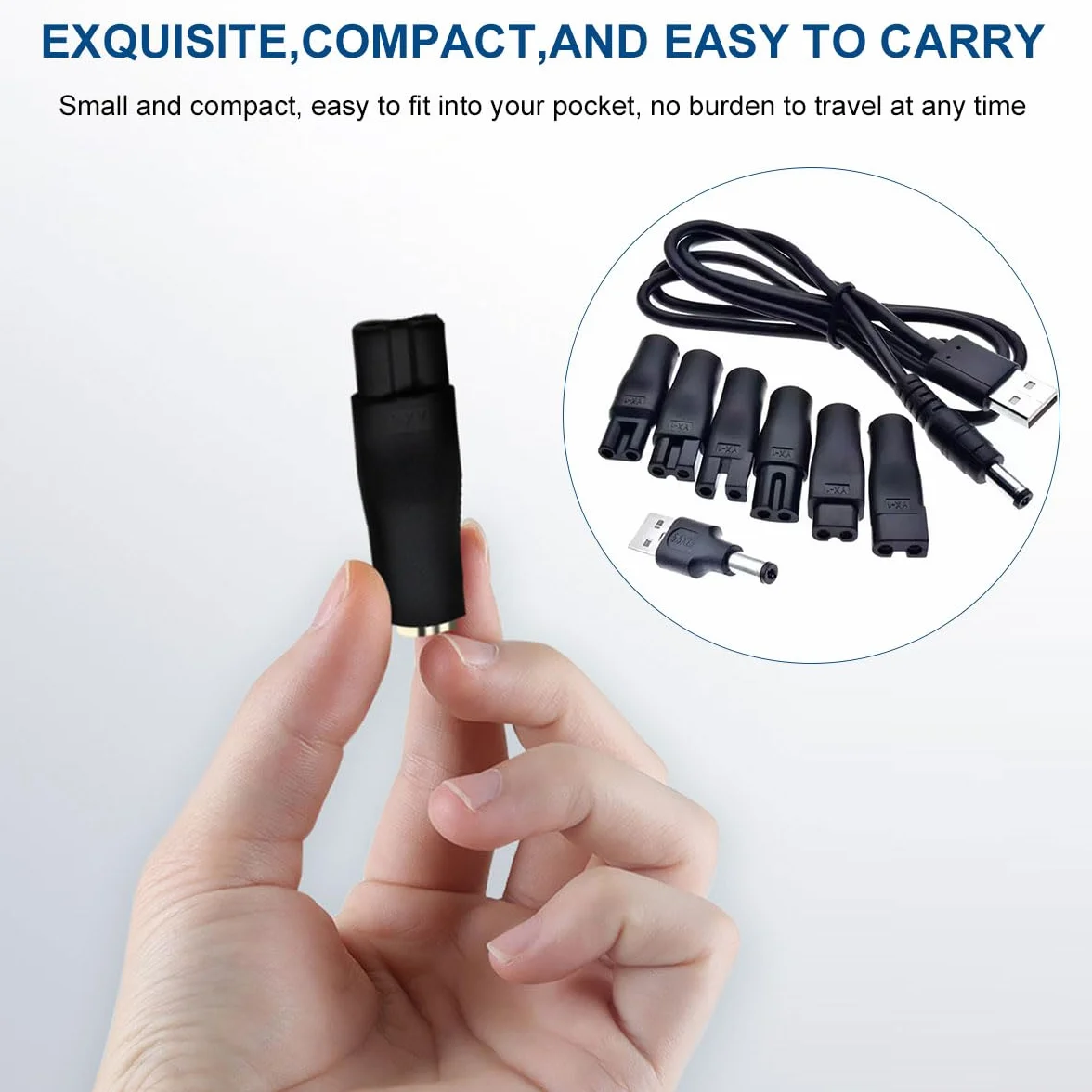 Cavo Caricabatterie USB Universale per Rasoio con 6 Adattatori 5V