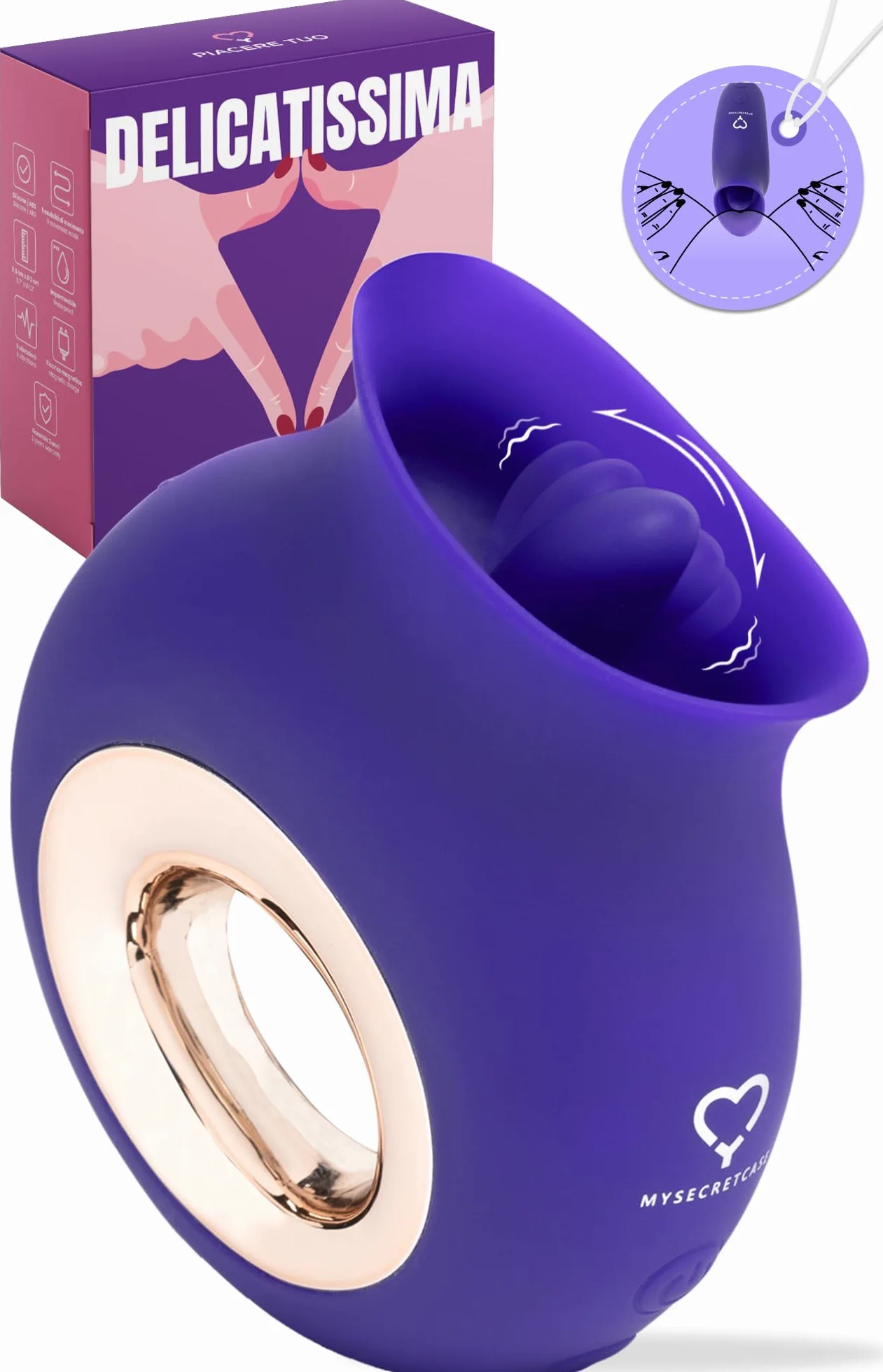 MySecretCase Vibratore Donna Clitoride, Stimolatore Clitoride Femminile, 9 Modalità, Impermeabile, USB