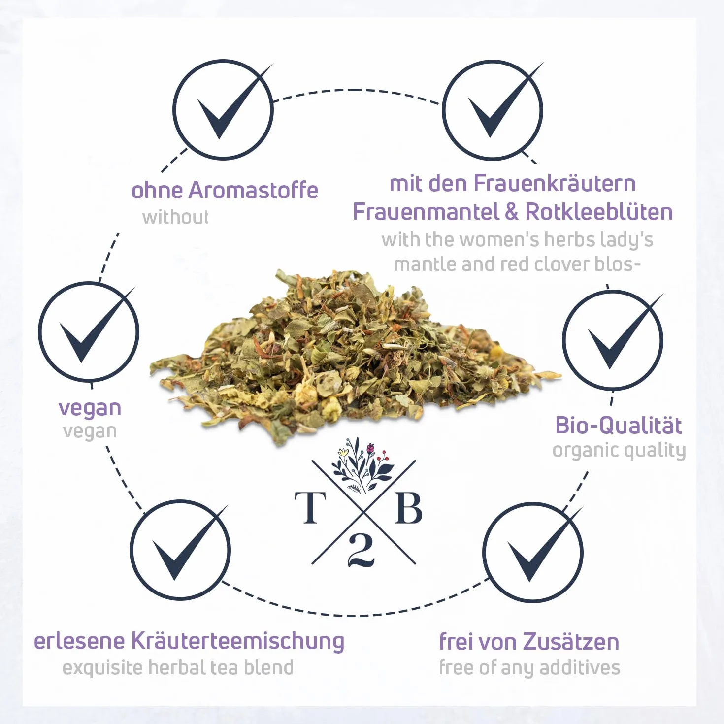 Tè per la menopausa, in qualità biologica per la menopausa e le vampate di calore con trifoglio rosso, 100 g (circa 40 tazze)