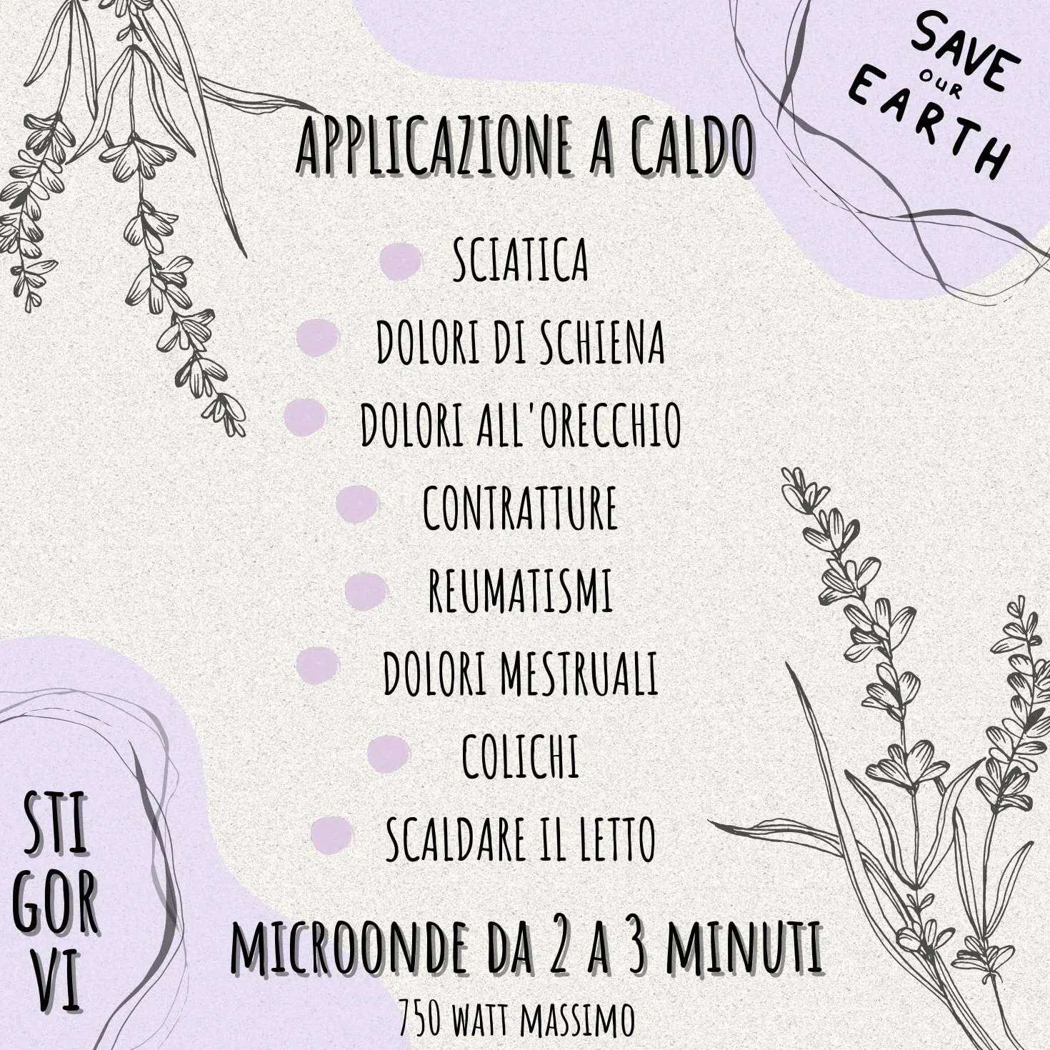 Sacchetto di semi per microonde fatto a mano in Spagna - Borsa termica multiuso per calore e freddo - Cuscino (13cm x 31cm) - 100% artigianale con semi naturali di lavanda