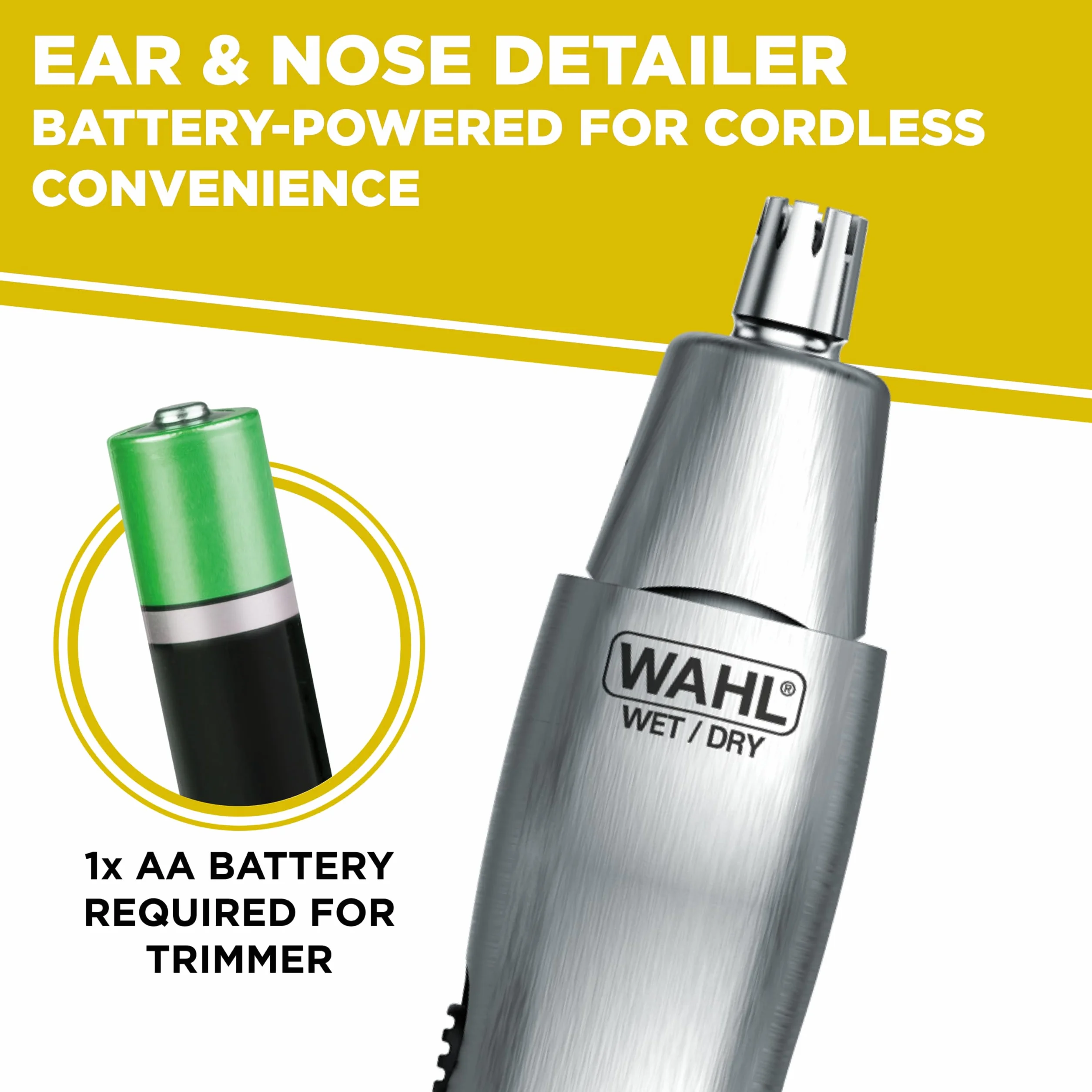 WAHL Groomsman, peli del naso, dettagli e pulizia con Trimmer Wet/Dry a batteria per peli del naso