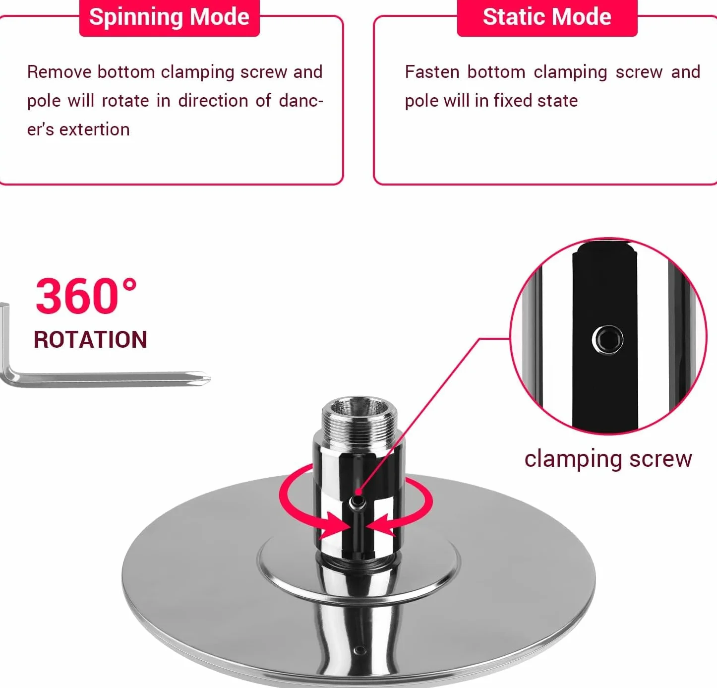 LIFERUN Barra da Pole Dance 45 mm, Altezza Regolabile 221-274 cm, Statica e Girevole, Fino a 200 kg