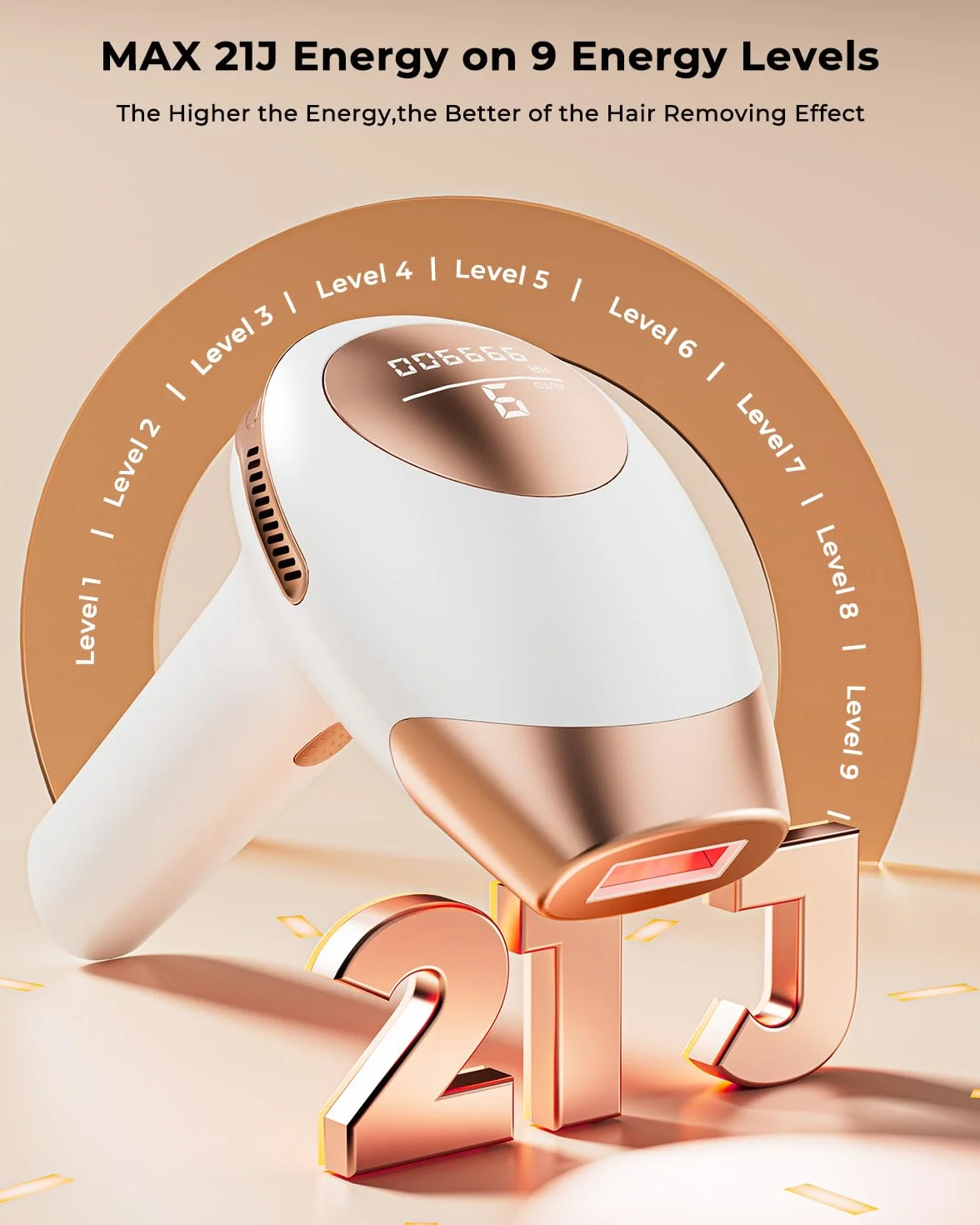 IPL Epilatore Luce Pulsata, 3 in 1 Laser Epilatore a Luce Pulsata Efficiente 600NM-1200NM Laser Depilazione, 9 livelli di Energia, 999,900 Luce Pulsata per Donne, Viso, Ascelle, Corpo