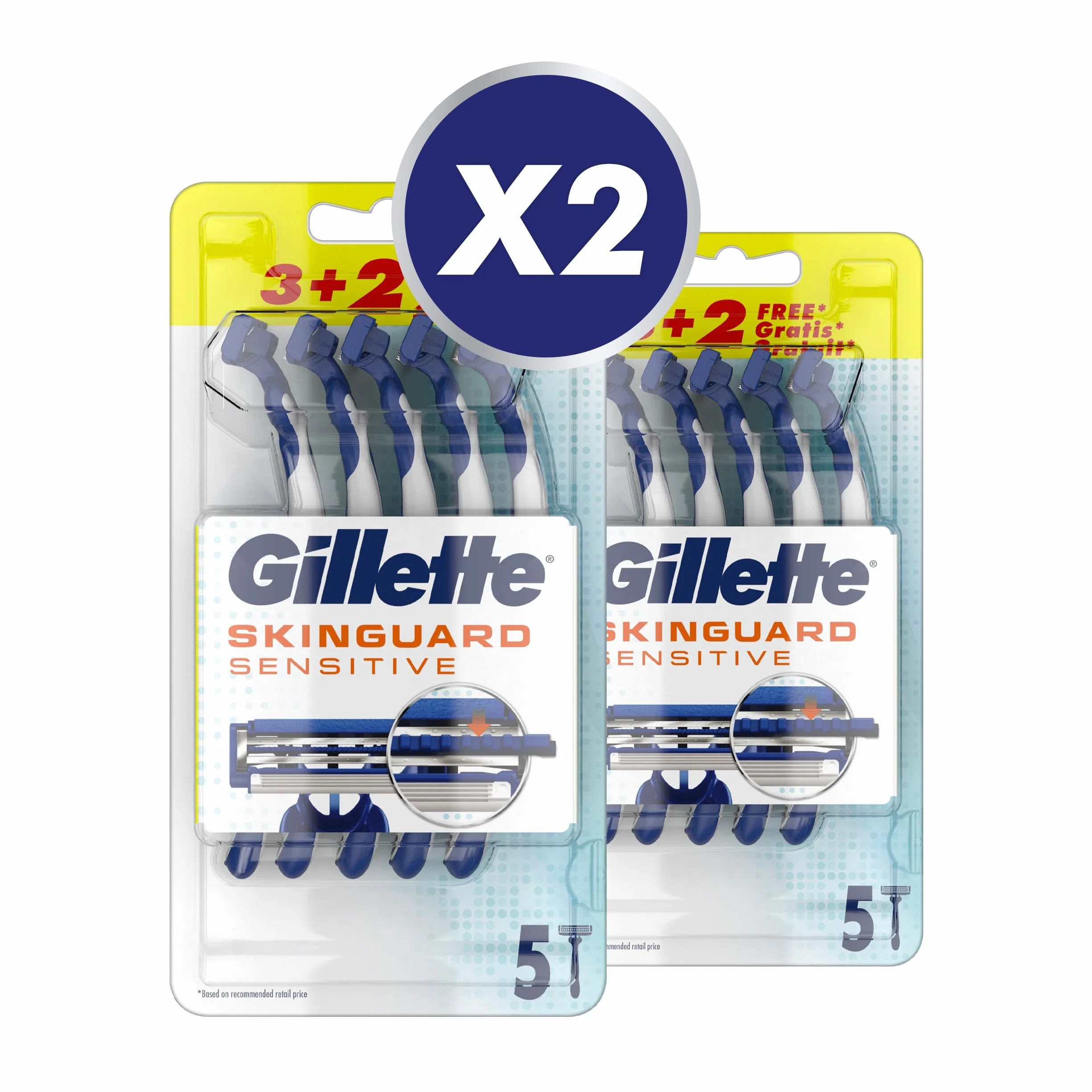 Gillette SkinGuard Sensitive Rasoi Usa e Getta, Rasoio manuale Uomo, Confezione da 10 pezzi, Clinicamente Testato, Per Pelli Sensibili