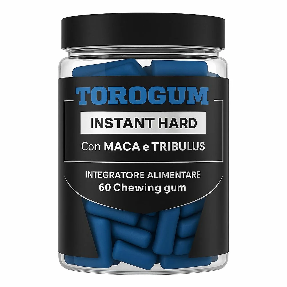 AlohaLabs ToroGum 60 PILLOLE BLU Integratore Uomo Forza Energia Resistenza Performance Massime Gomme Masticare Azione Rapida Potente Maca Taurina Tribulus Terrestris