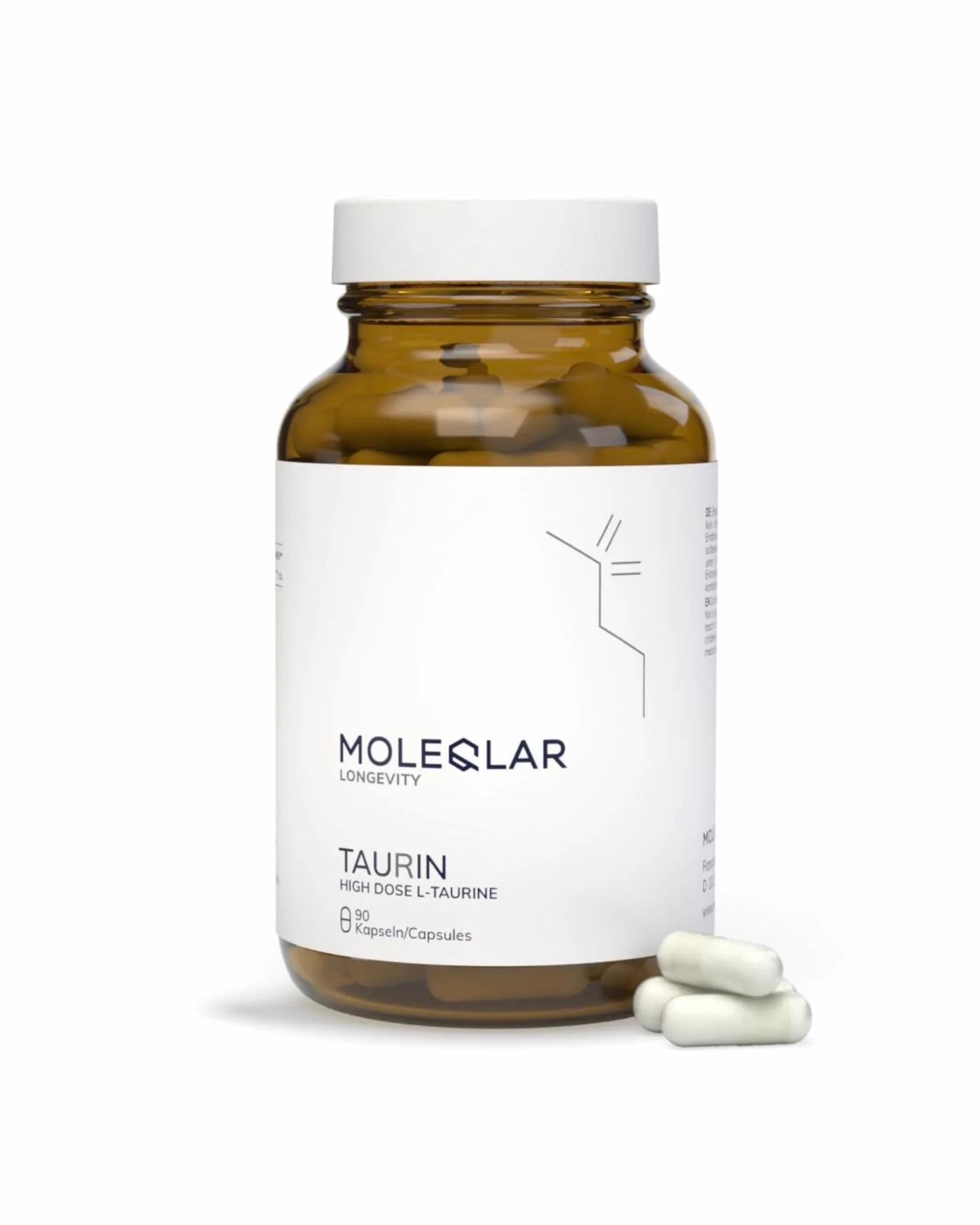 MoleQlar Capsule di taurina 90 pezzi – 2550 mg L-taurina ad alta purezza per porzione – Supporto ottimale in caso di maggiore necessità di taurina – vegano, ad alta purezza, senza OGM