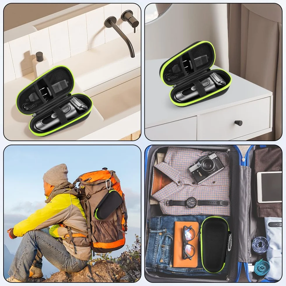 Custodia da Viaggio per Rasoio Elettrico Braun Serie 3, Serie 5, Serie 6, Serie 7, Serie 8, Serie 9, Portatile Case per Rasoio Elettrico, Borsa Rigida in EVA da Viaggio, Verde