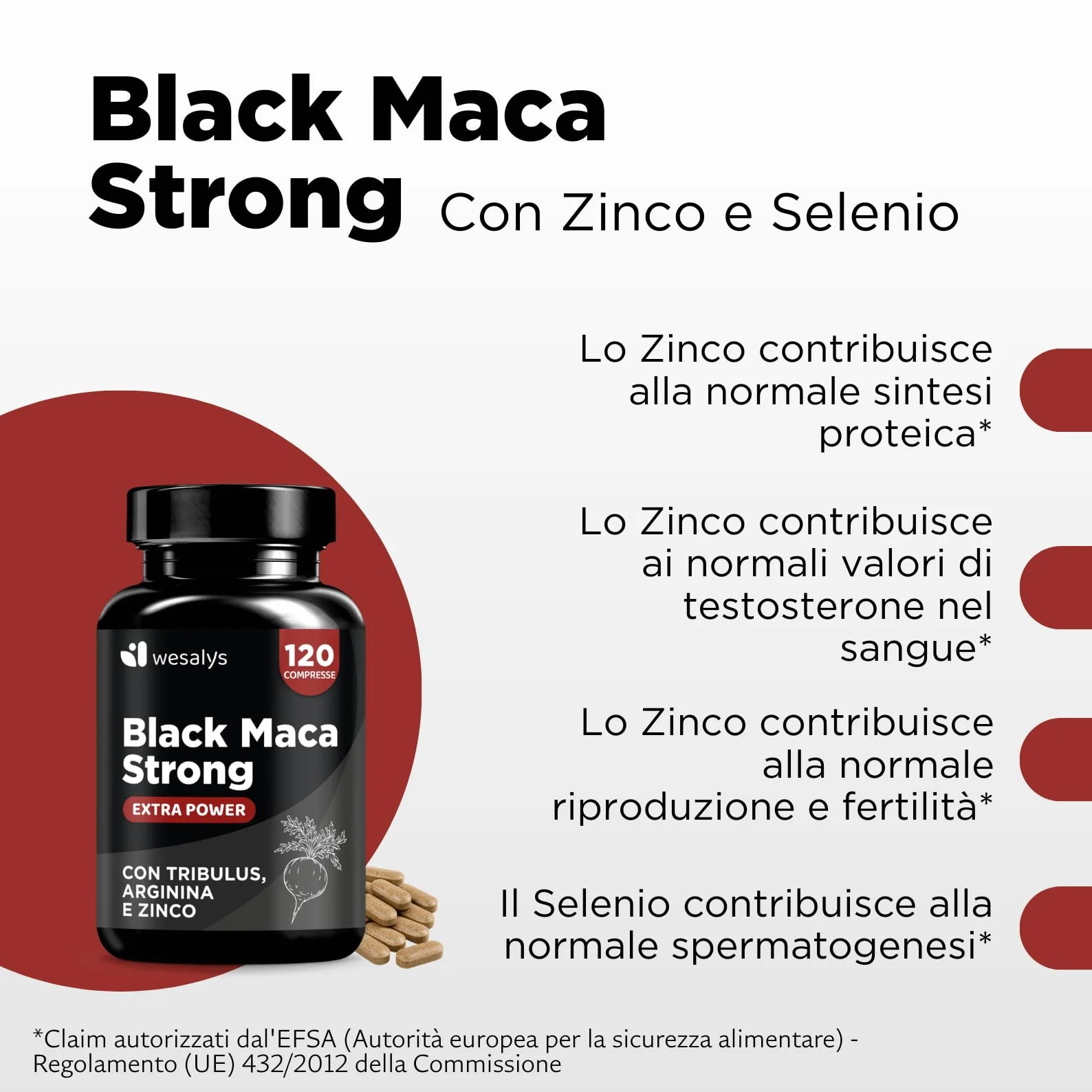 Maca Peruviana Nera Estratto Puro 20:1, 30.000 mg + Tribulus Terrestris + Arginina + Zinco | Integratori Made In Italy | Mass | Maca Wesalys