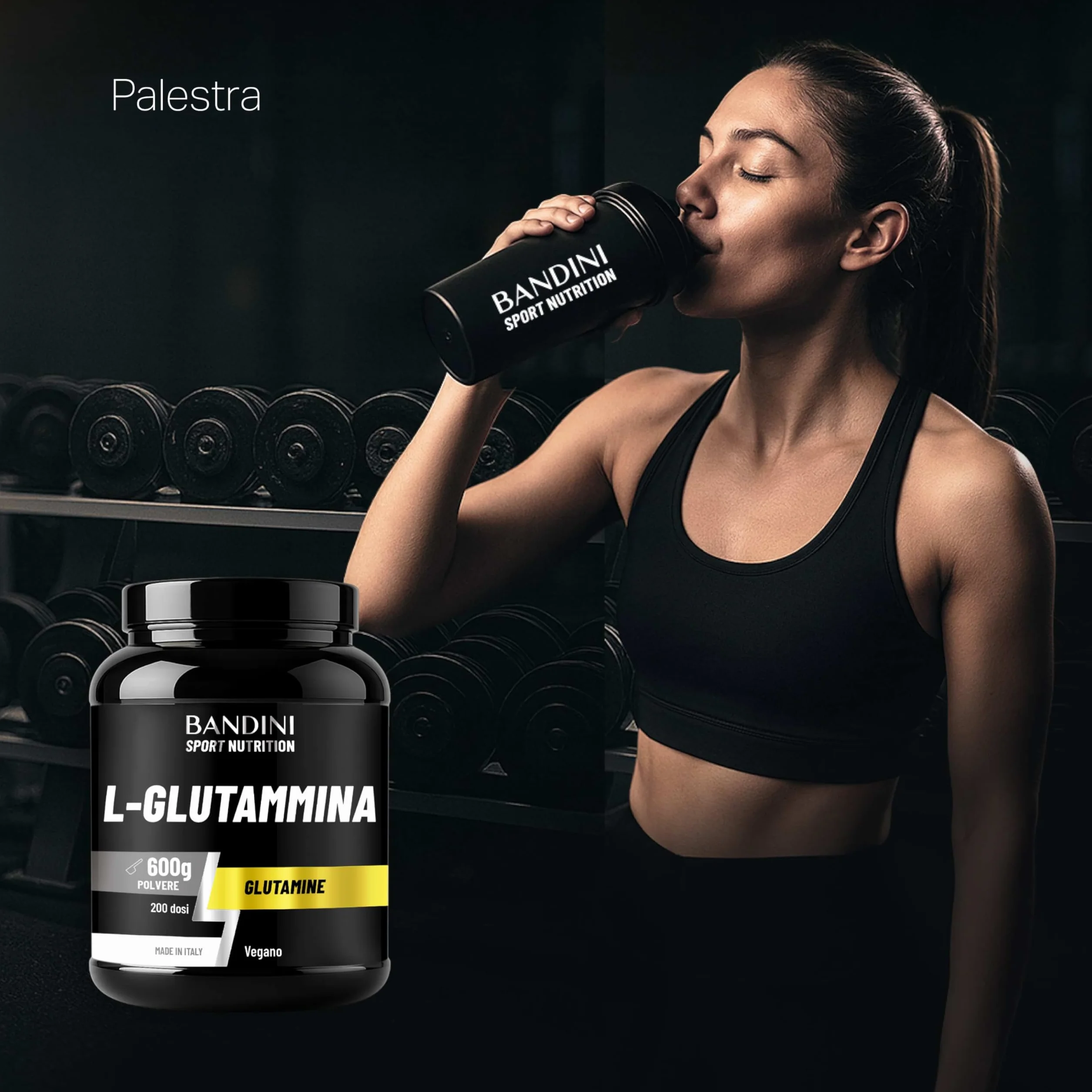Bandini® L-Glutammina Pura in Polvere 600g - Aminoacido utile per Esercizi Fisici ad Alta Intensità - Rinforza la Massa Muscolare - Glutammina POWDER 100% Vegan