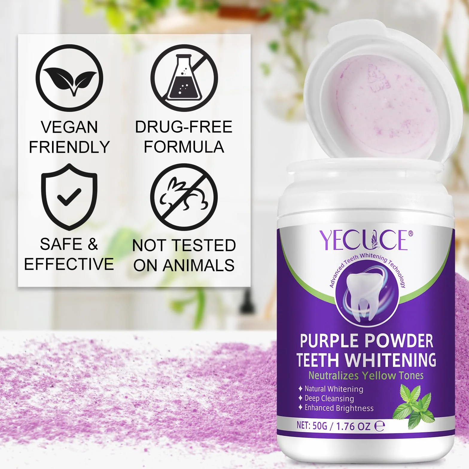 Polvere Sbiancante per Denti Minerale, Smacchiatore Sicuro per Smalto e Gengive