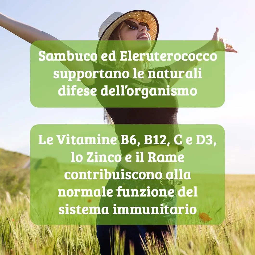 Colours Of Life Sambuco Formula - integratore alimentare a base di Sambuo ed Eleuterococco, aiuta a rafforzare le naturali difese dell'organismo, 60 compresse